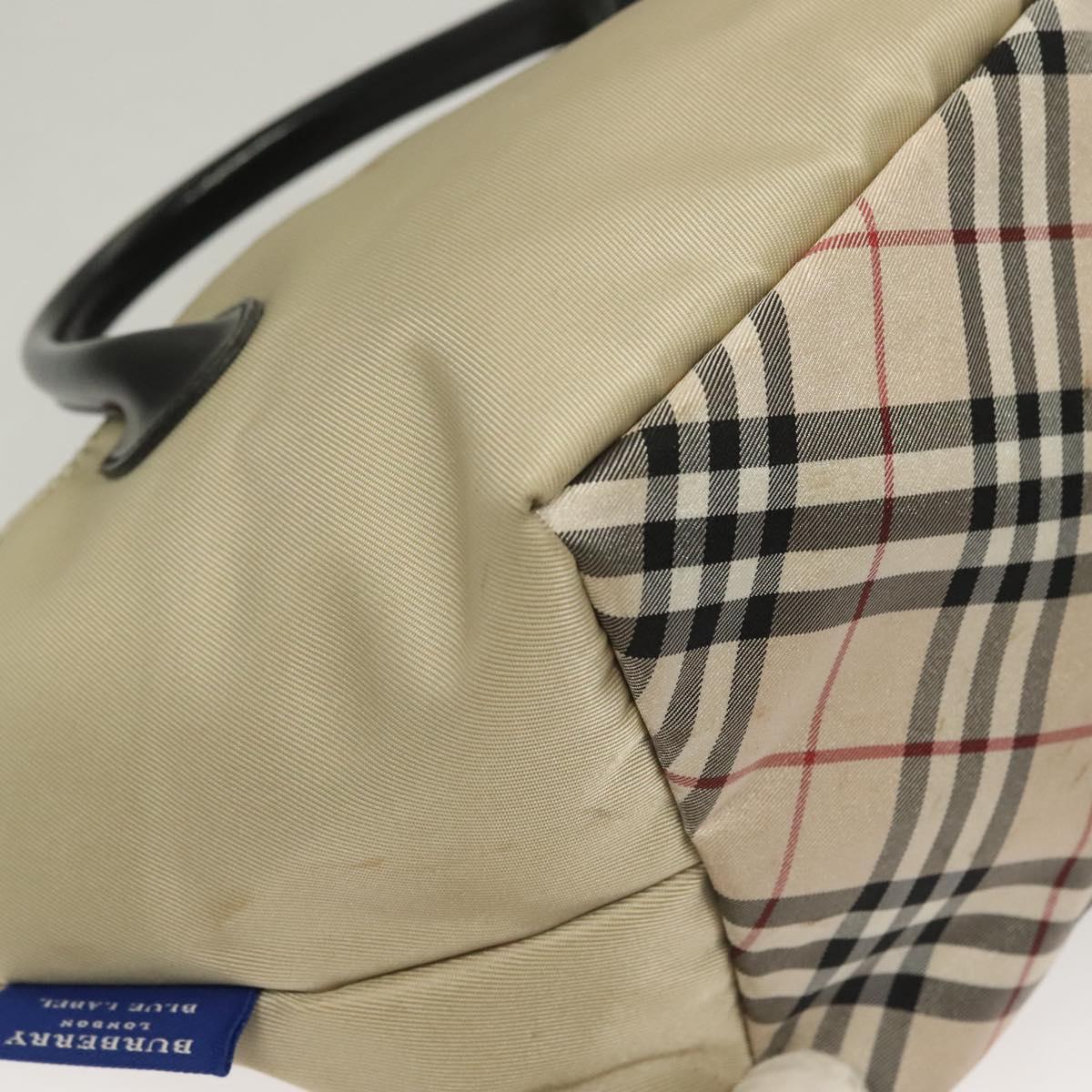 BURBERRY Blue Label Hand Bag Nylon Beige Silver Auth ti3277