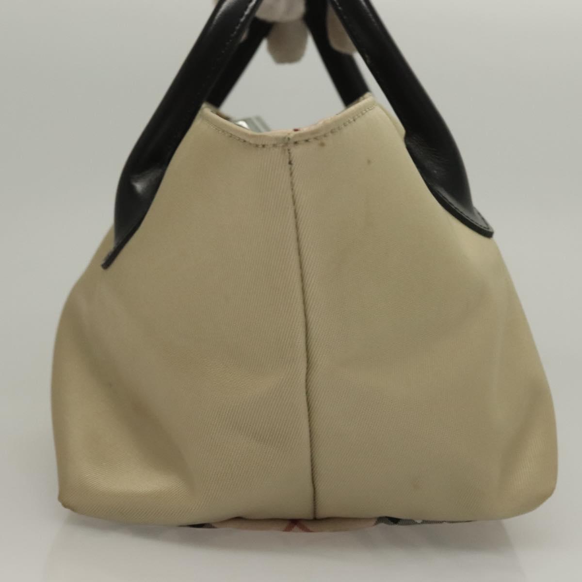 BURBERRY Blue Label Hand Bag Nylon Beige Silver Auth ti3277