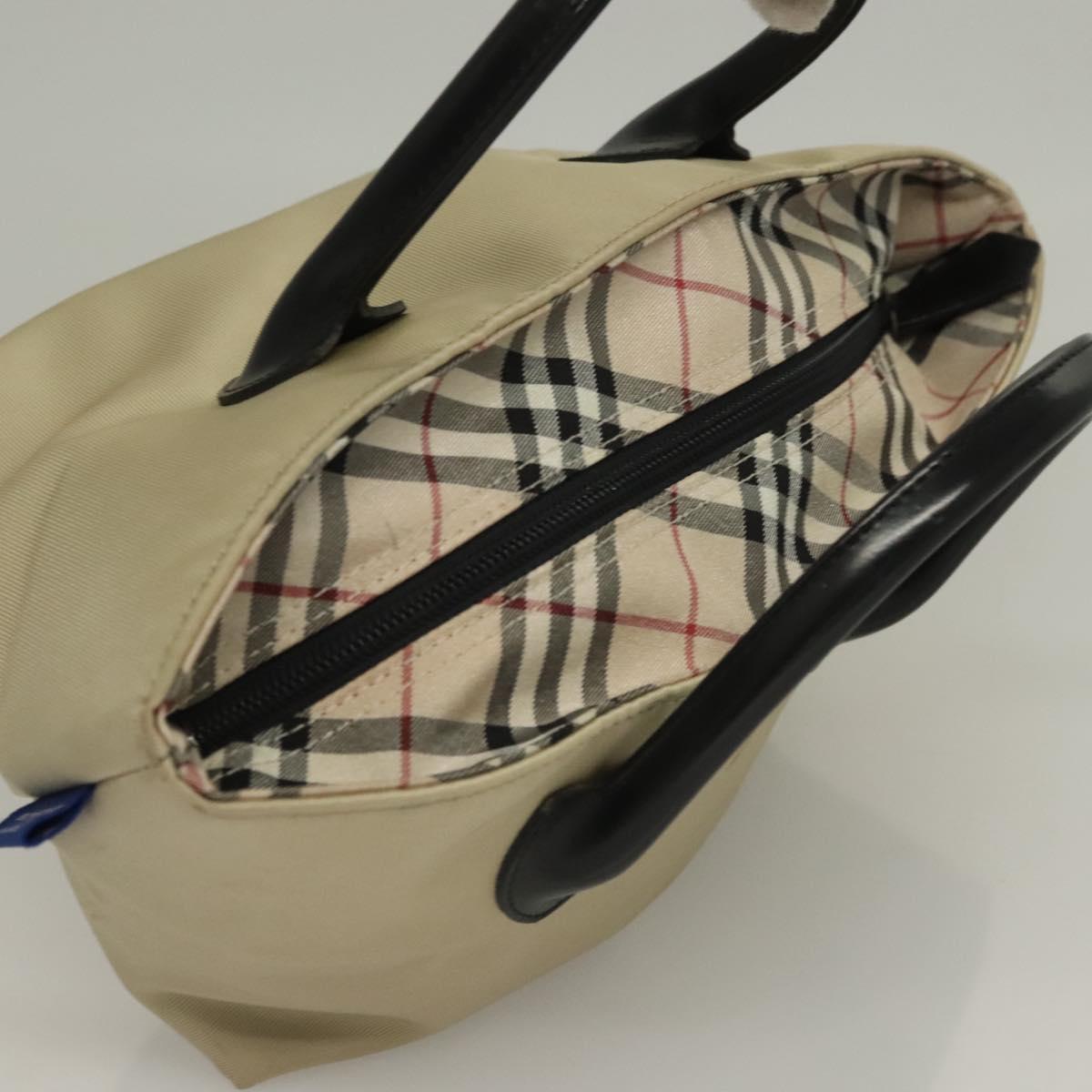 BURBERRY Blue Label Hand Bag Nylon Beige Silver Auth ti3277