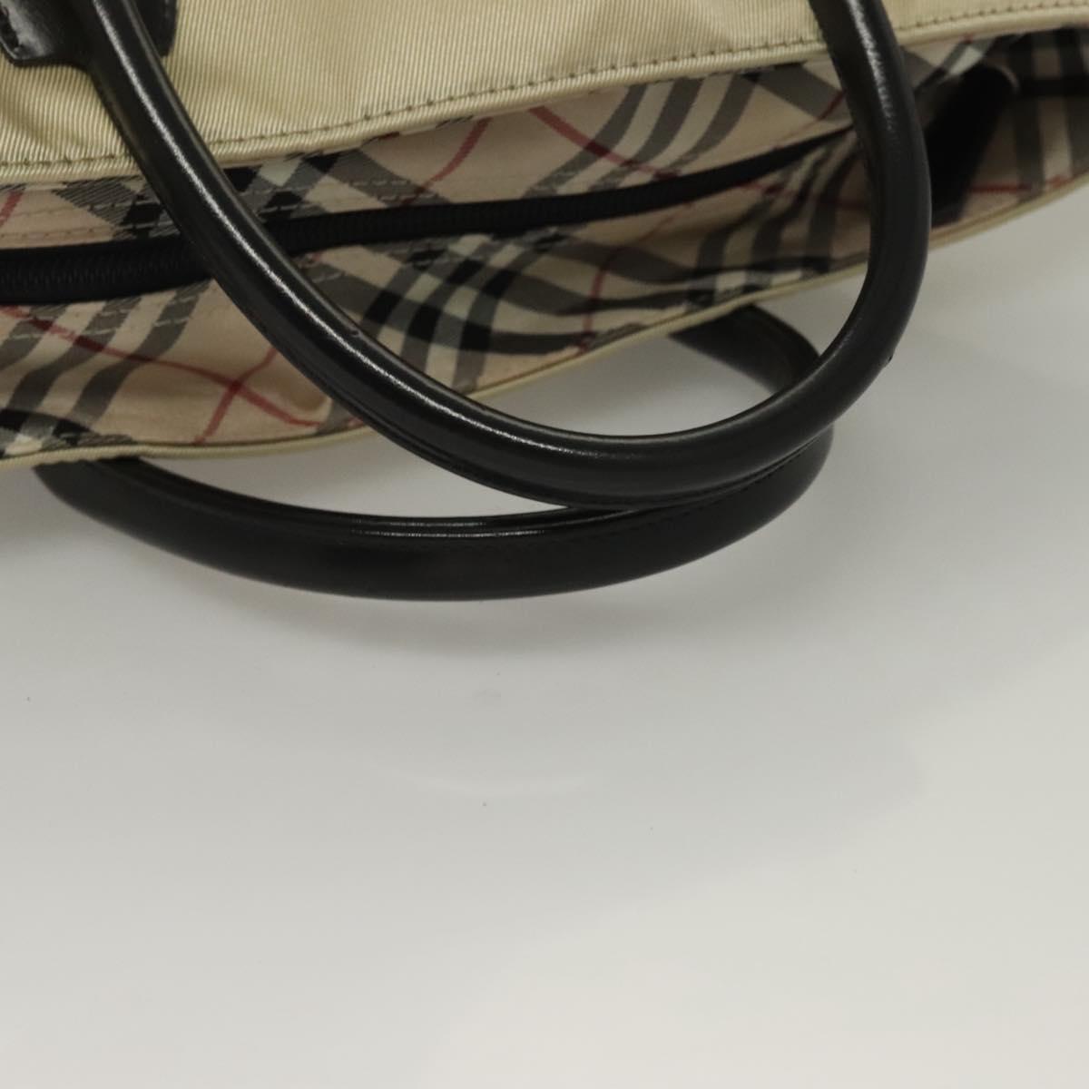 BURBERRY Blue Label Hand Bag Nylon Beige Silver Auth ti3277