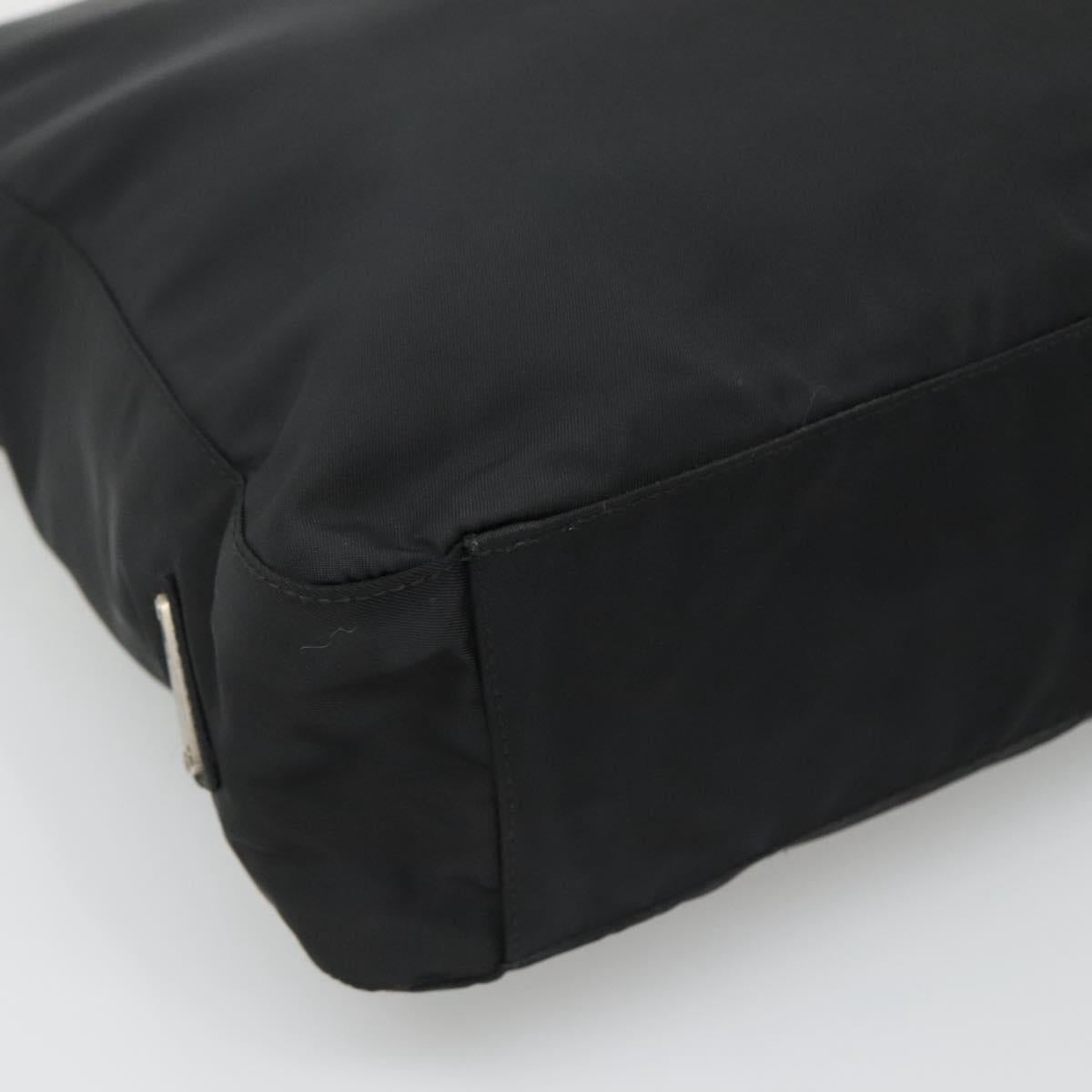 PRADA Tote Bag Nylon Black Silver Auth ti3279