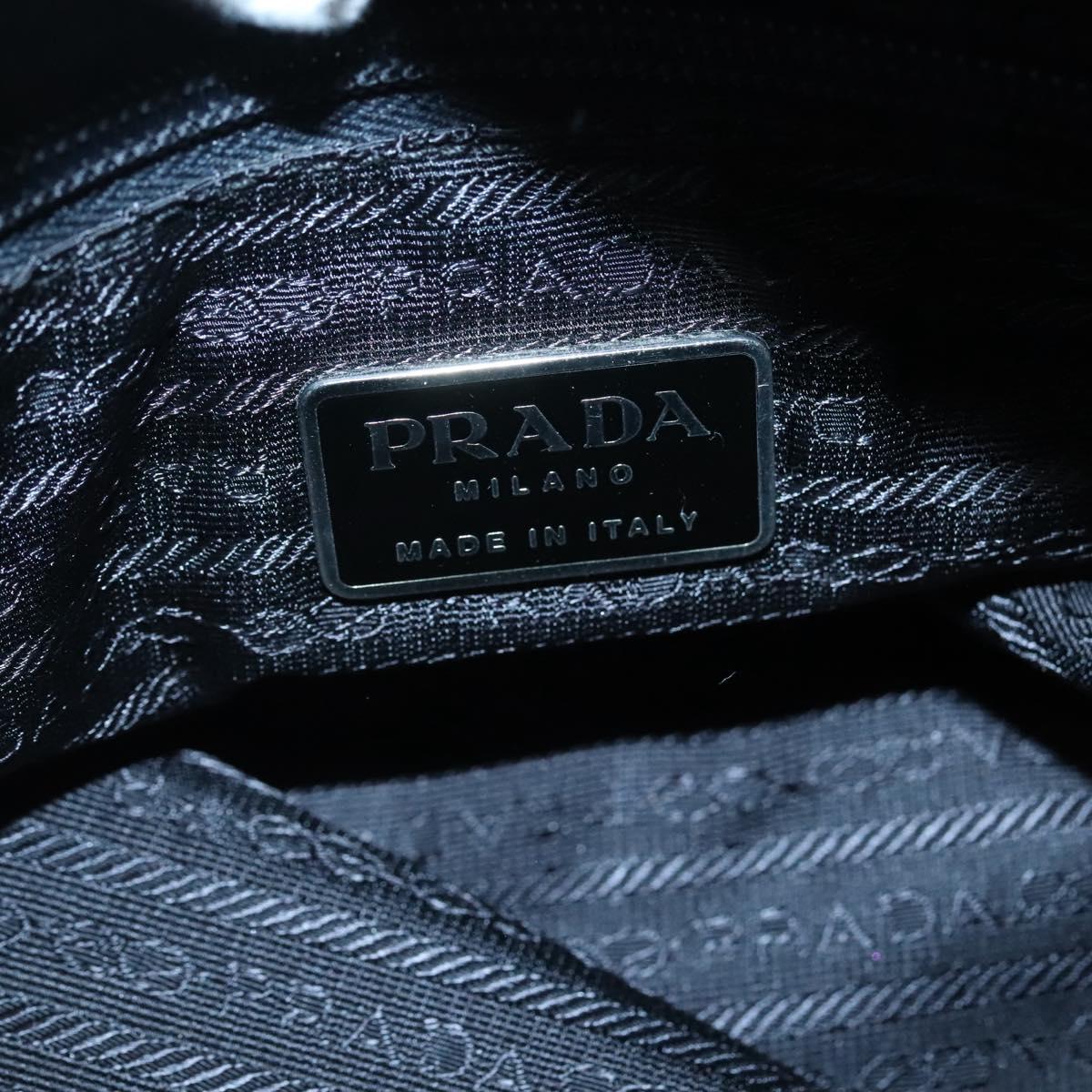 PRADA Tote Bag Nylon Black Silver Auth ti3279