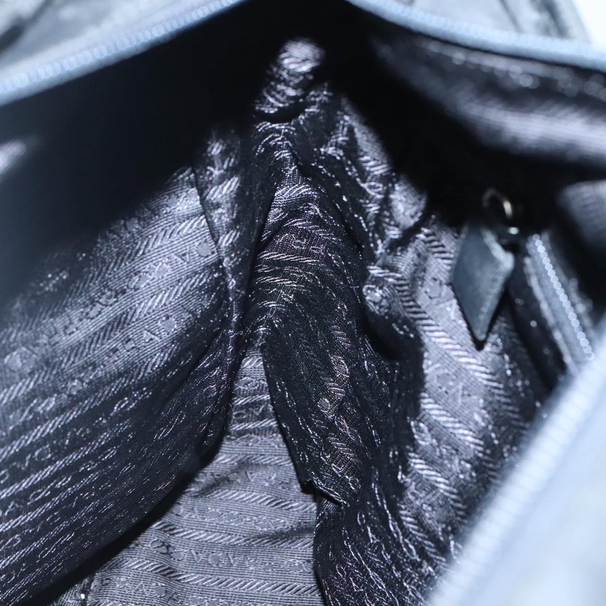 PRADA Tote Bag Nylon Black Silver Auth ti3279