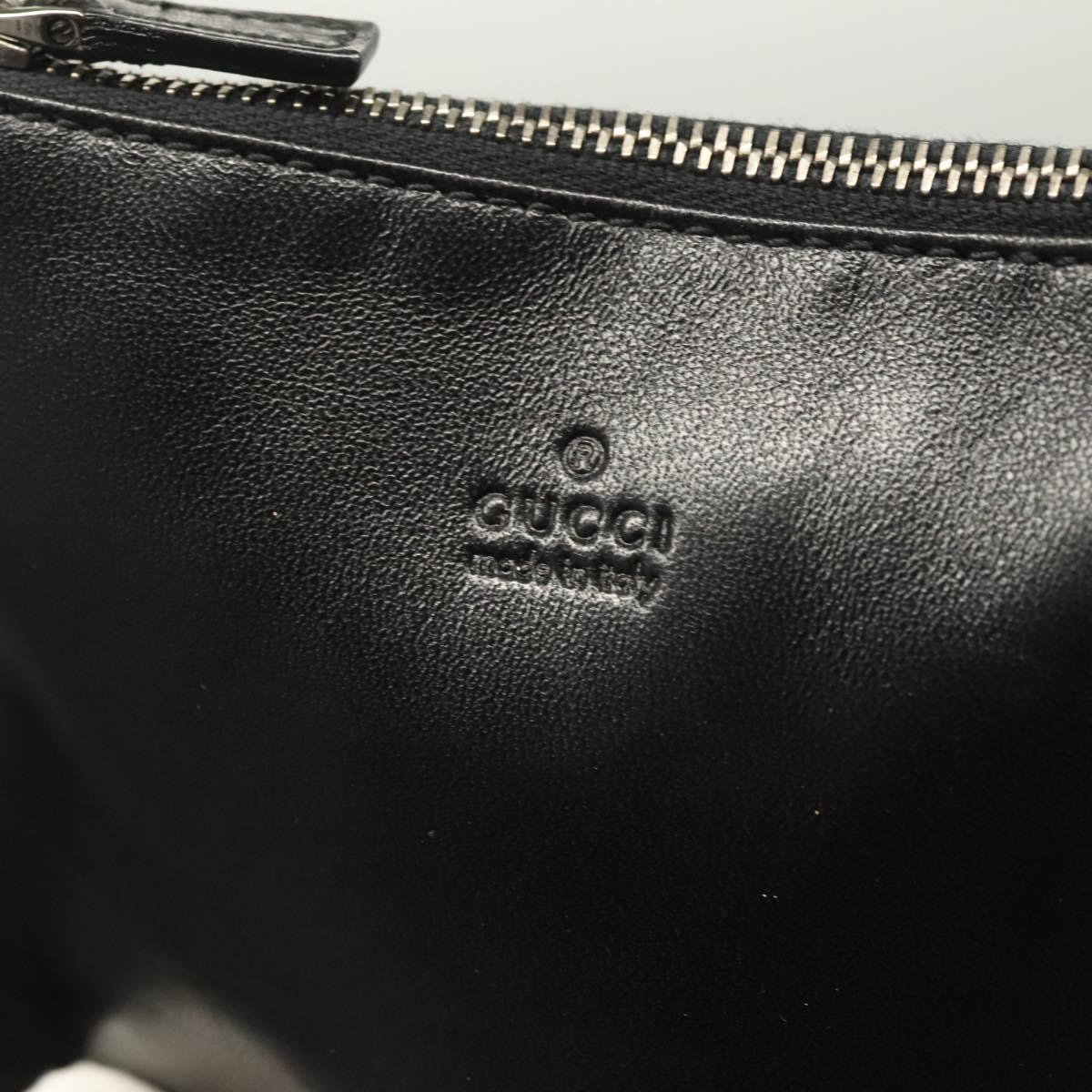GUCCI Waist Bag Leather Black Silver 037 1669 1312 Auth ti3281