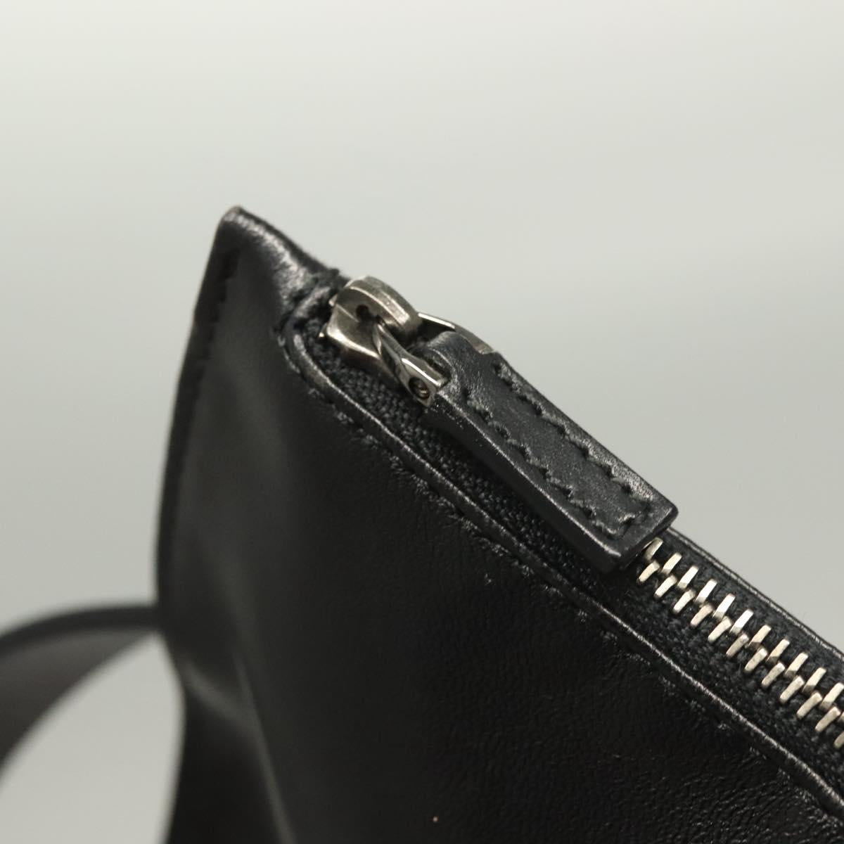 GUCCI Waist Bag Leather Black Silver 037 1669 1312 Auth ti3281