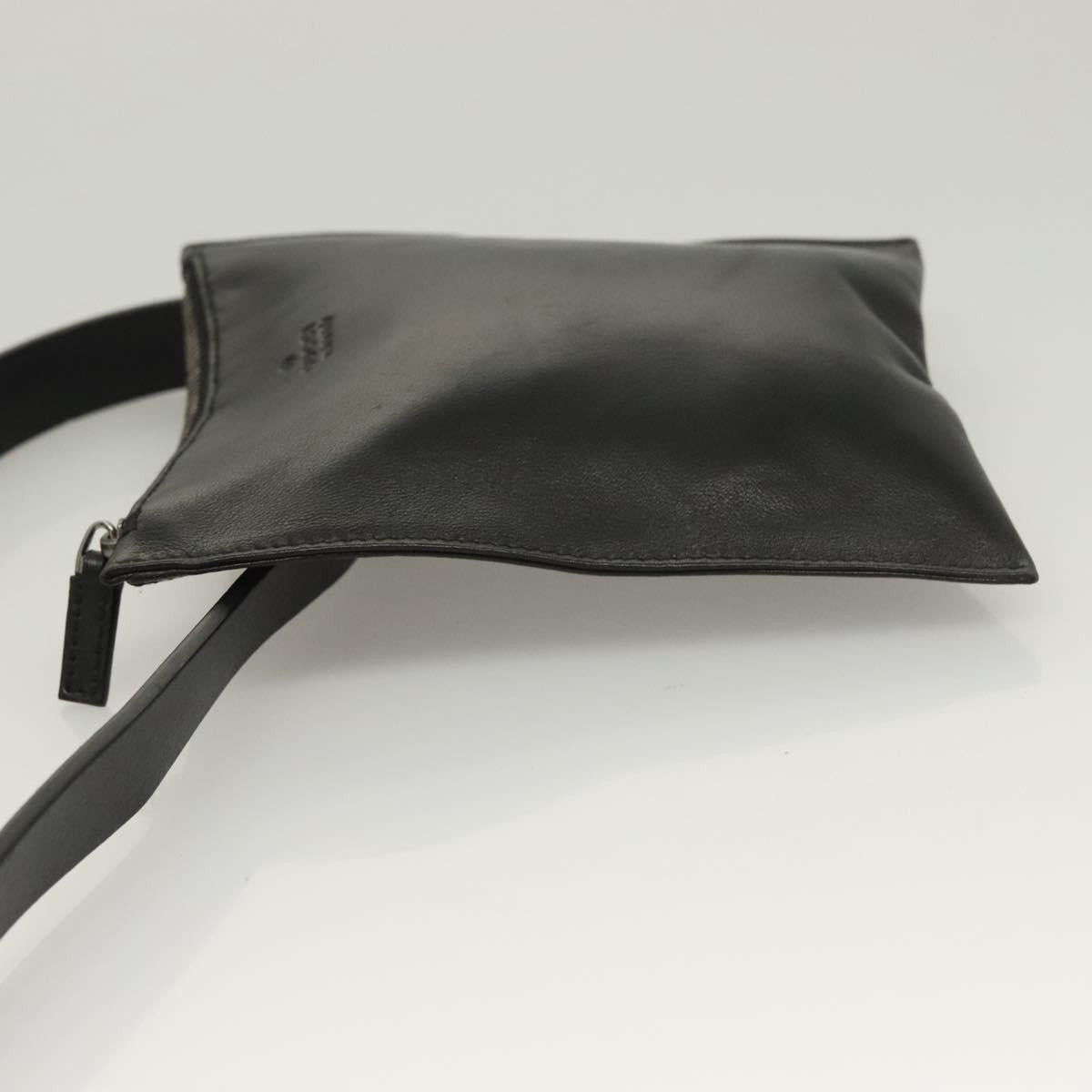 GUCCI Waist Bag Leather Black Silver 037 1669 1312 Auth ti3281