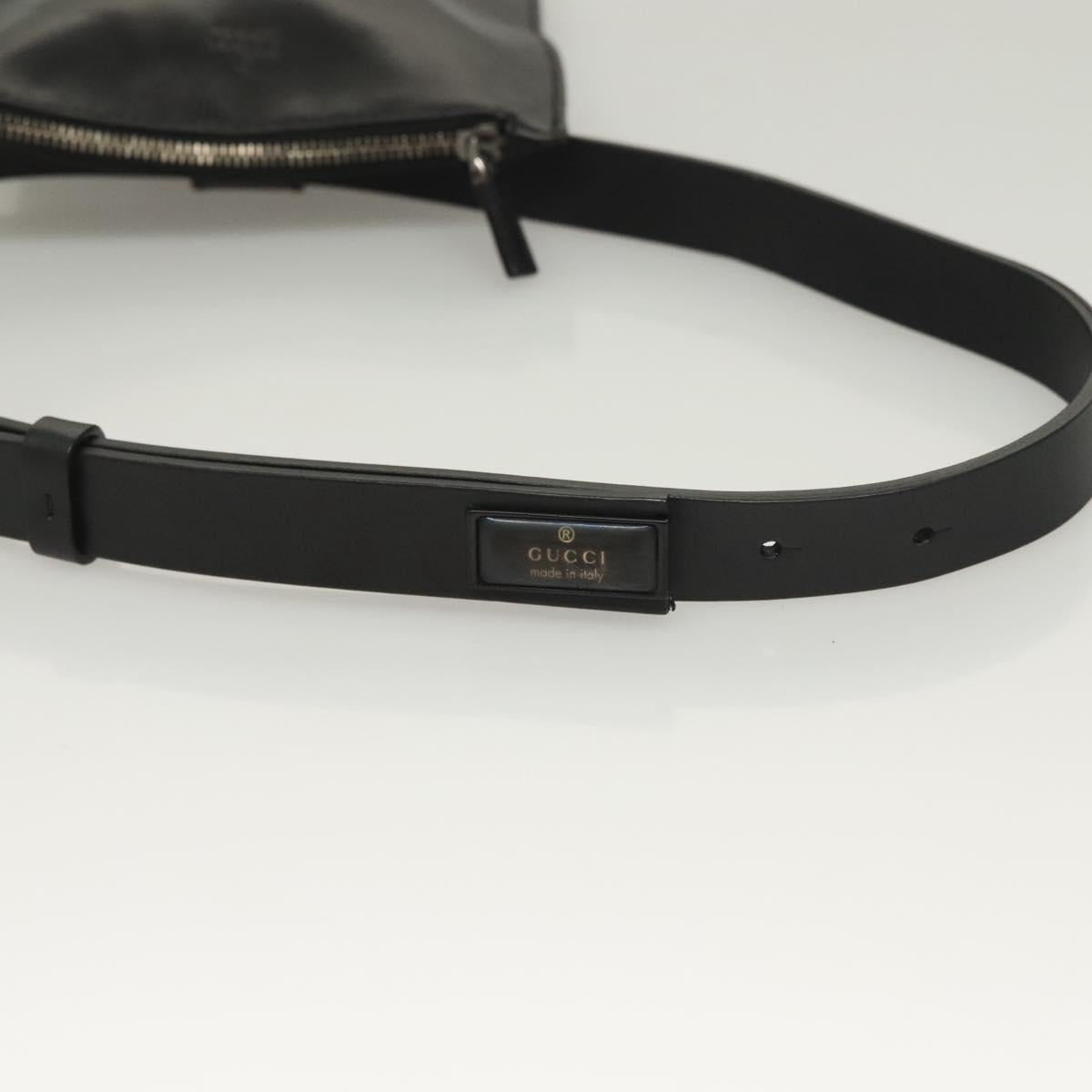 GUCCI Waist Bag Leather Black Silver 037 1669 1312 Auth ti3281