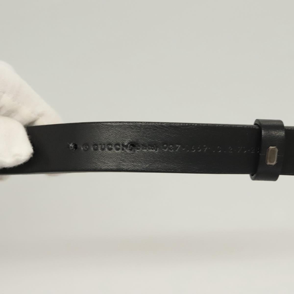GUCCI Waist Bag Leather Black Silver 037 1669 1312 Auth ti3281