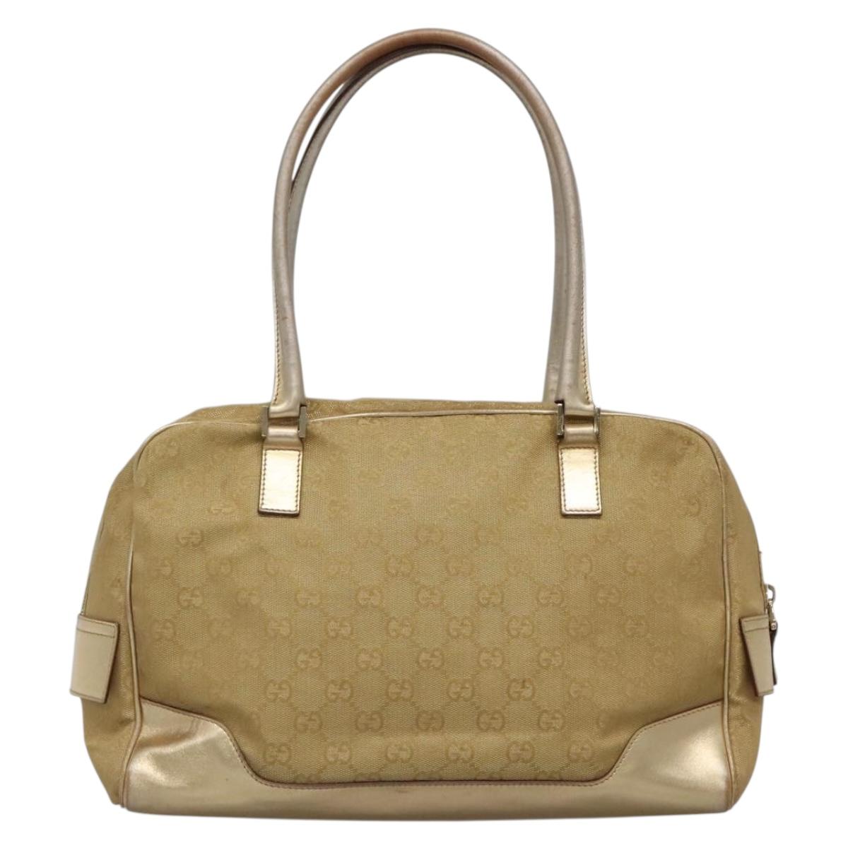 GUCCI GG Canvas Hand Bag Gold Tone 002 1115 Auth ti3284