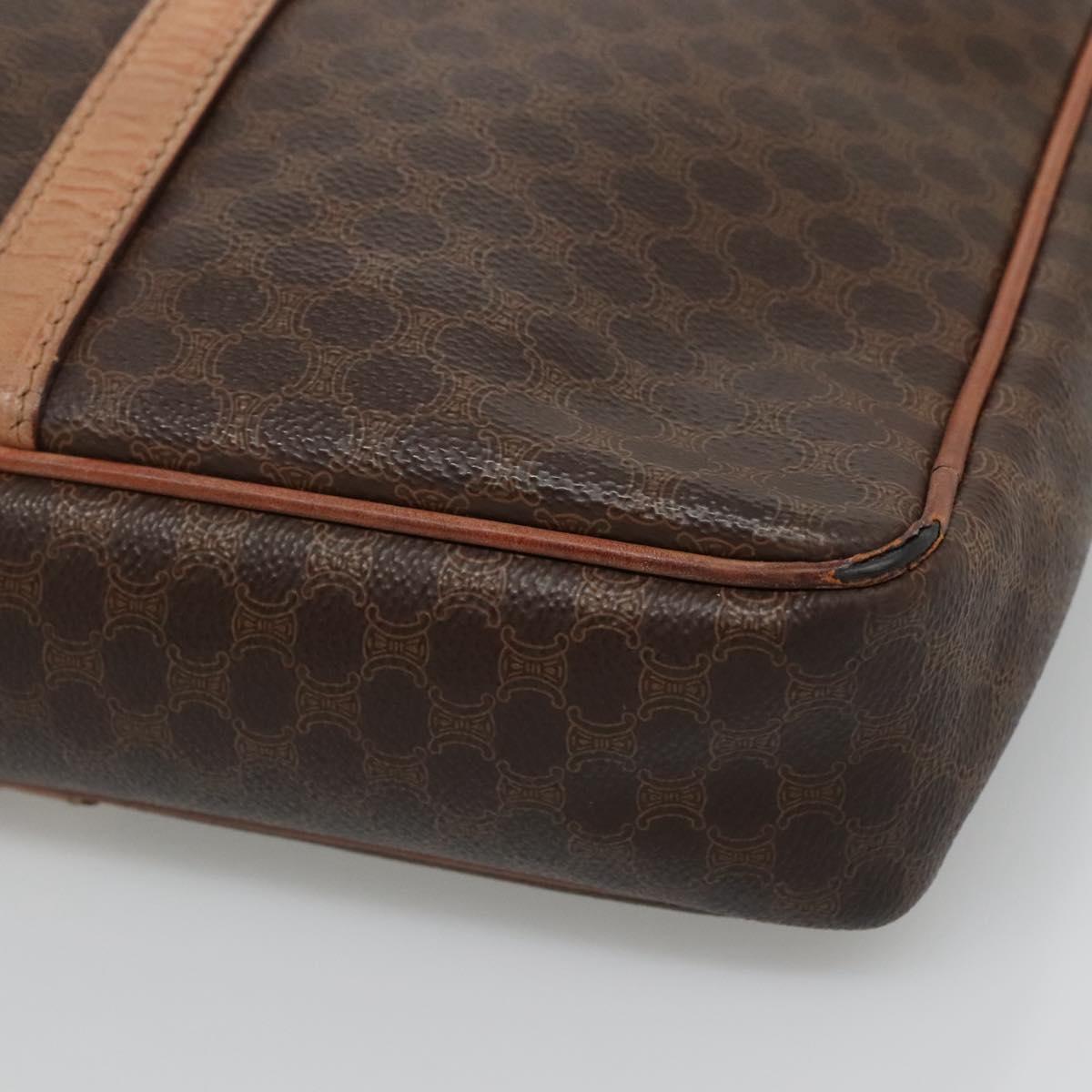 CELINE Macadam Canvas Business Bag PVC Leather Brown Gold Auth ti3286