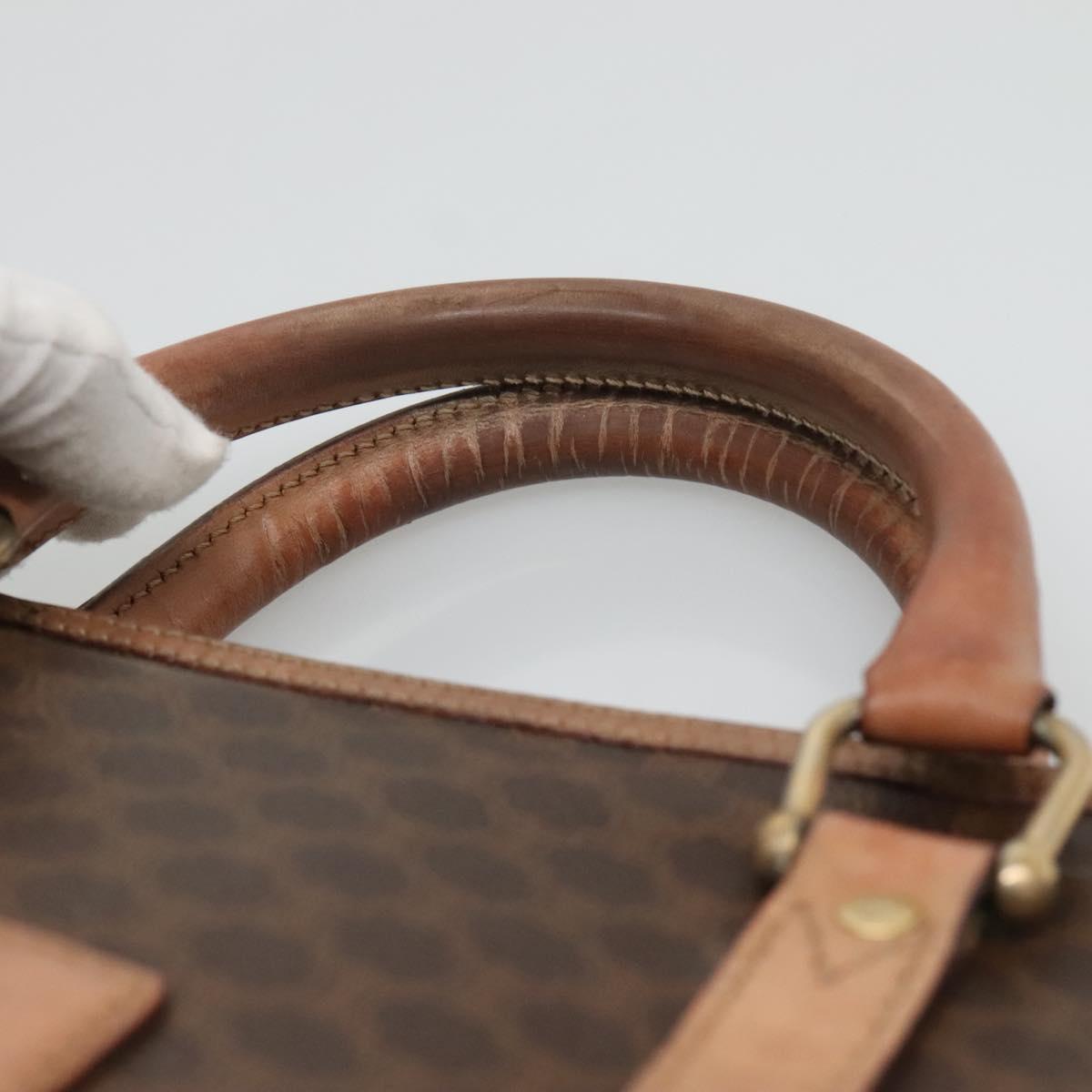 CELINE Macadam Canvas Business Bag PVC Leather Brown Gold Auth ti3286
