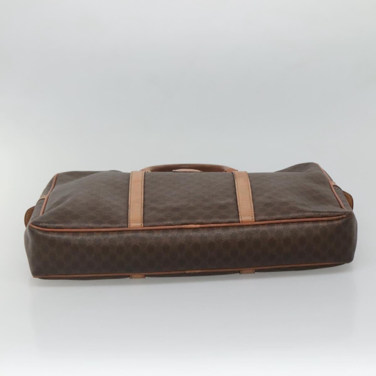 CELINE Macadam Canvas Business Bag PVC Leather Brown Gold Auth ti3286