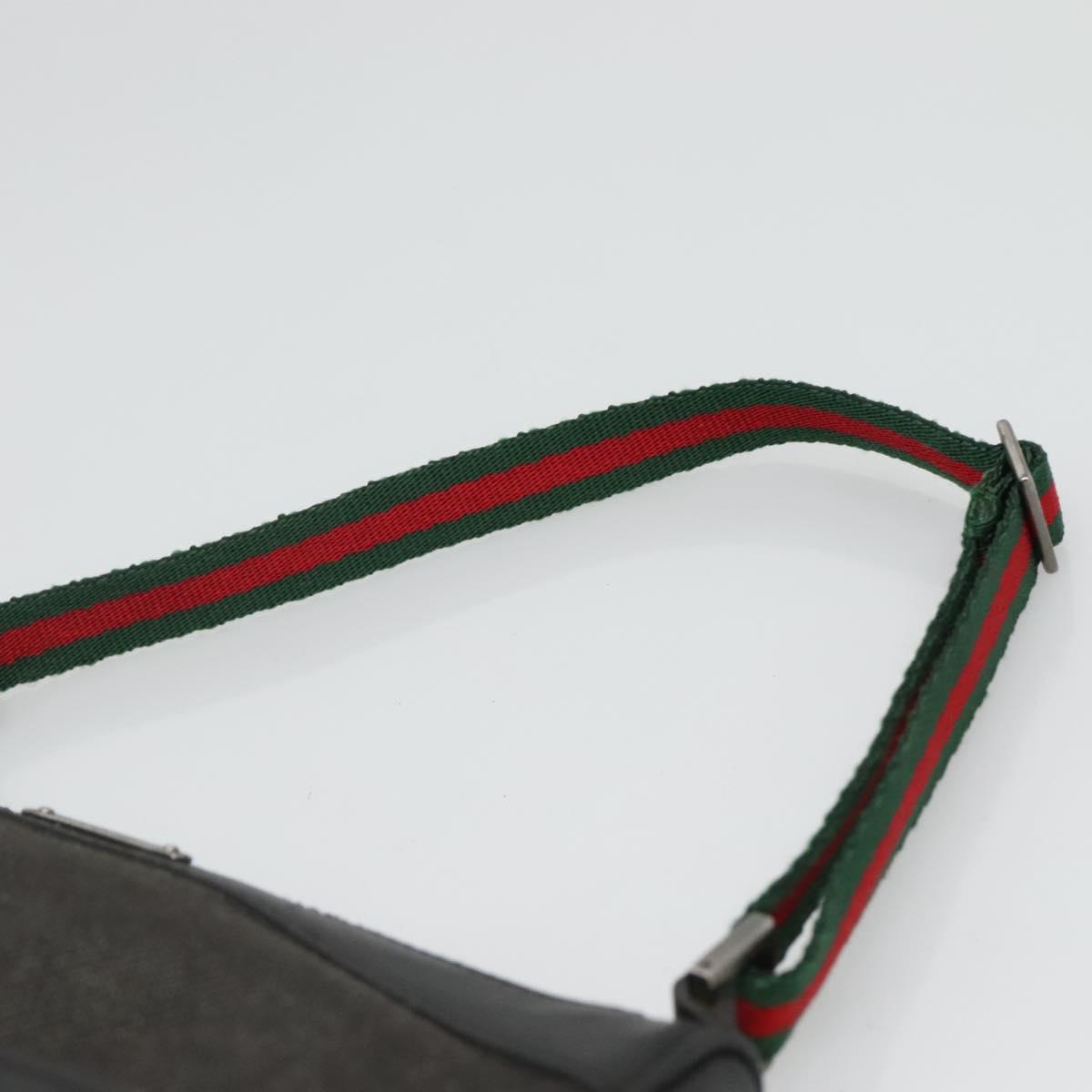 GUCCI Web Sherry Line Accessory Pouch Canvas Black Silver 92820 Auth ti3292