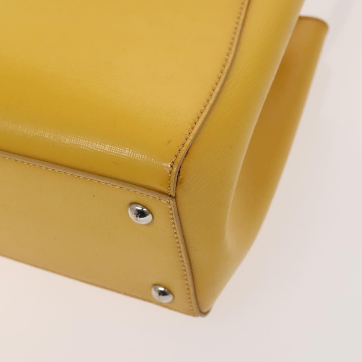 FENDI Hand Bag Leather Yellow Silver Auth ti3304