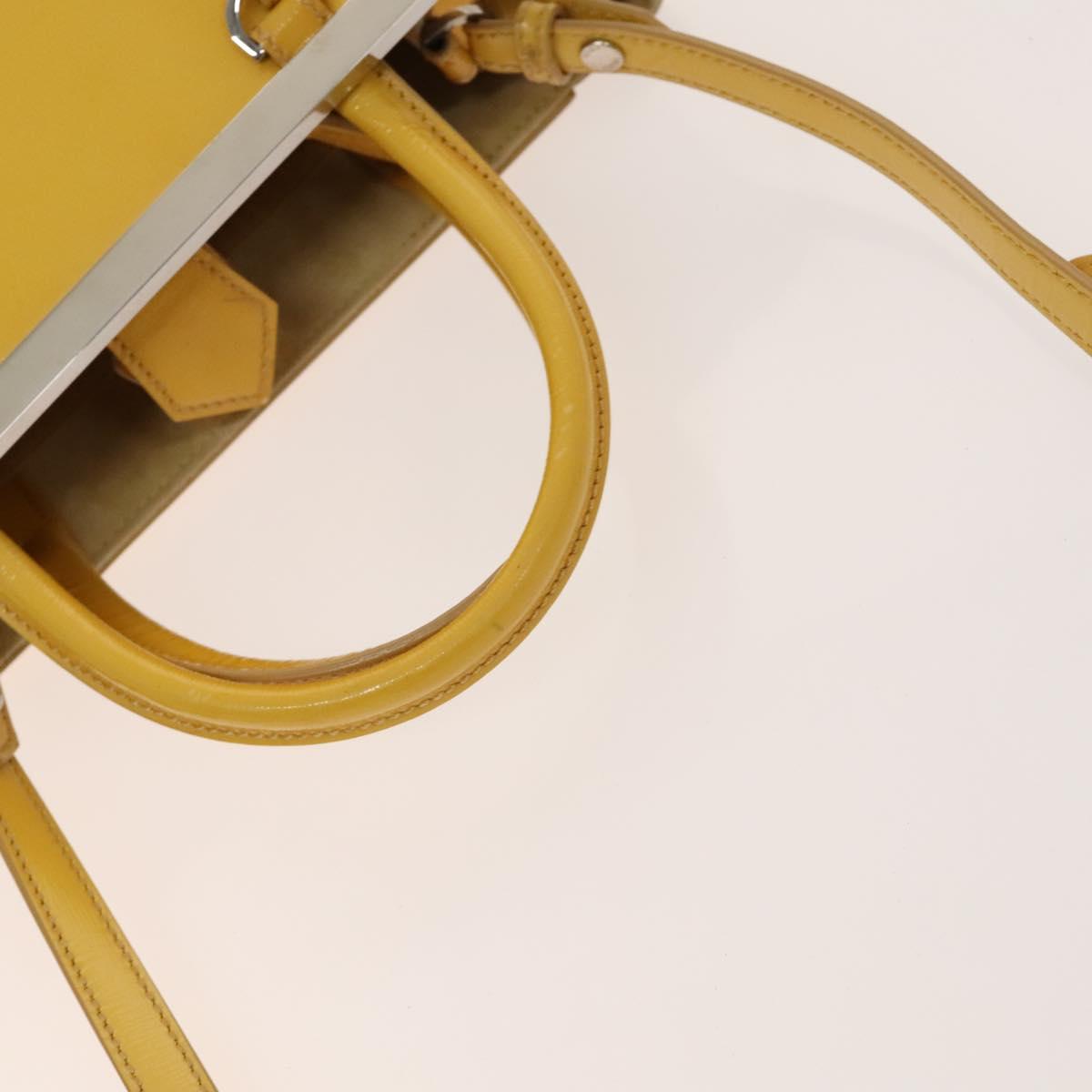 FENDI Hand Bag Leather Yellow Silver Auth ti3304