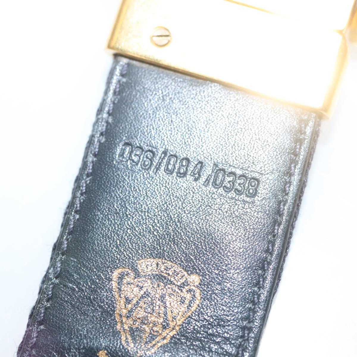 GUCCI Sherry Line Belt Leather 43.3"" Navy Gold Auth ti3306