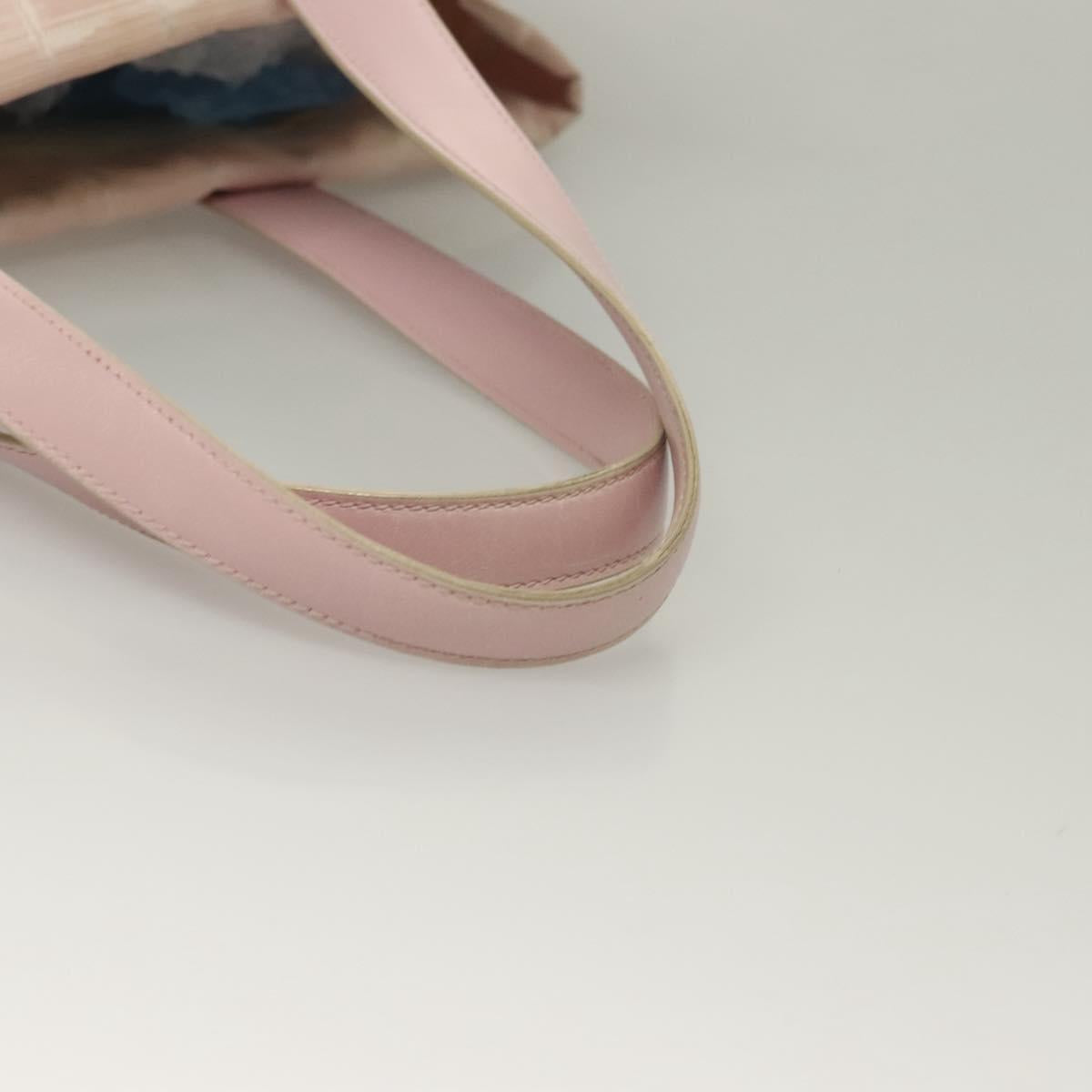 CHANEL New Travel Line Tote Bag Nylon Pink Gold CC Auth ti3318
