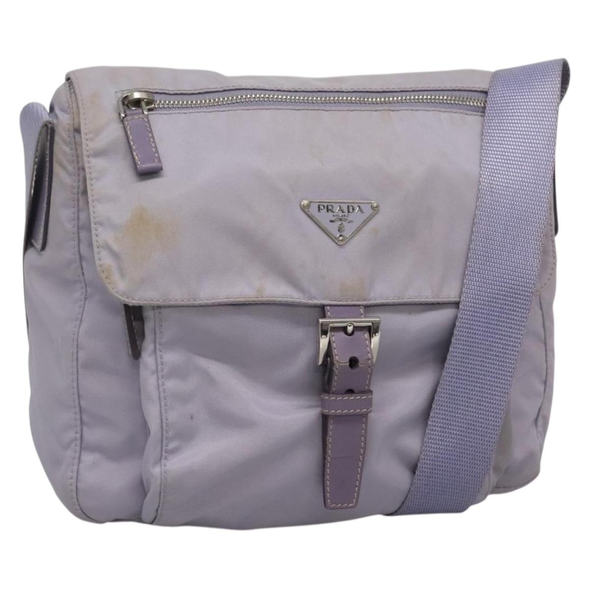 PRADA Shoulder Bag Nylon Purple Silver Auth ti3319