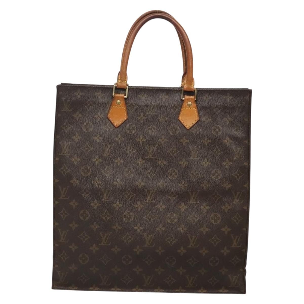 LOUIS VUITTON Monogram Sac Plat Hand Bag M51140 LV Auth ti3335
