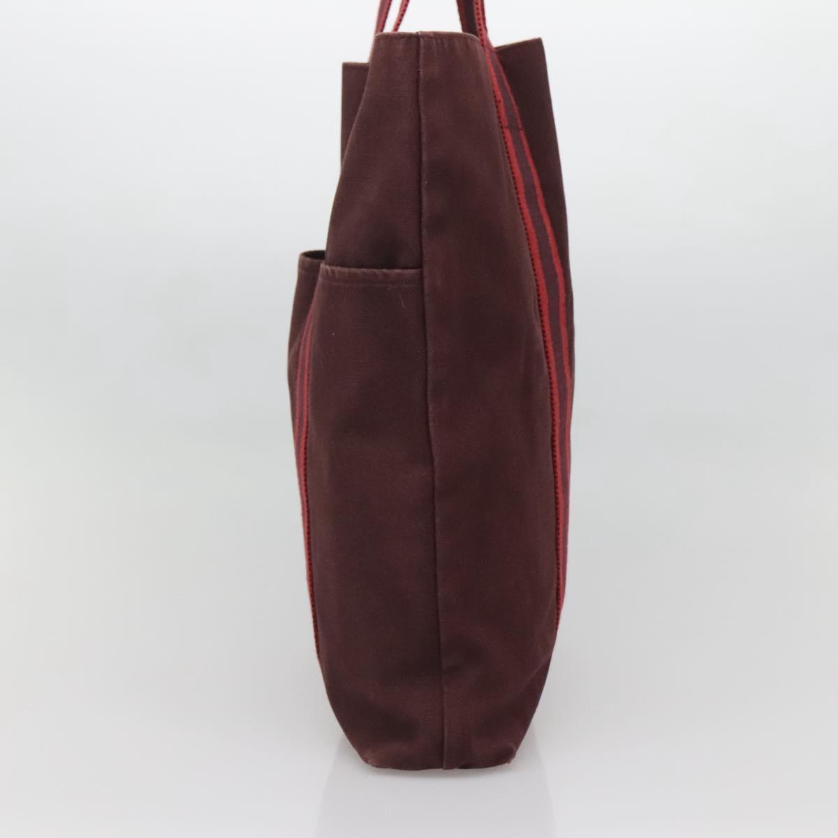 HERMES Fourre Tout Cabass Hand Bag Canvas Red Auth ti3345