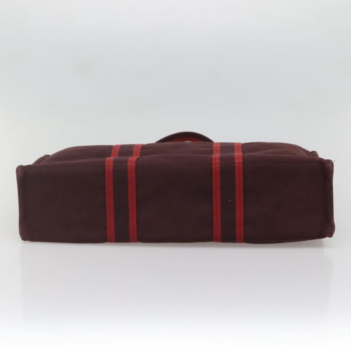 HERMES Fourre Tout MM Hand Bag Canvas Red Auth ti3347