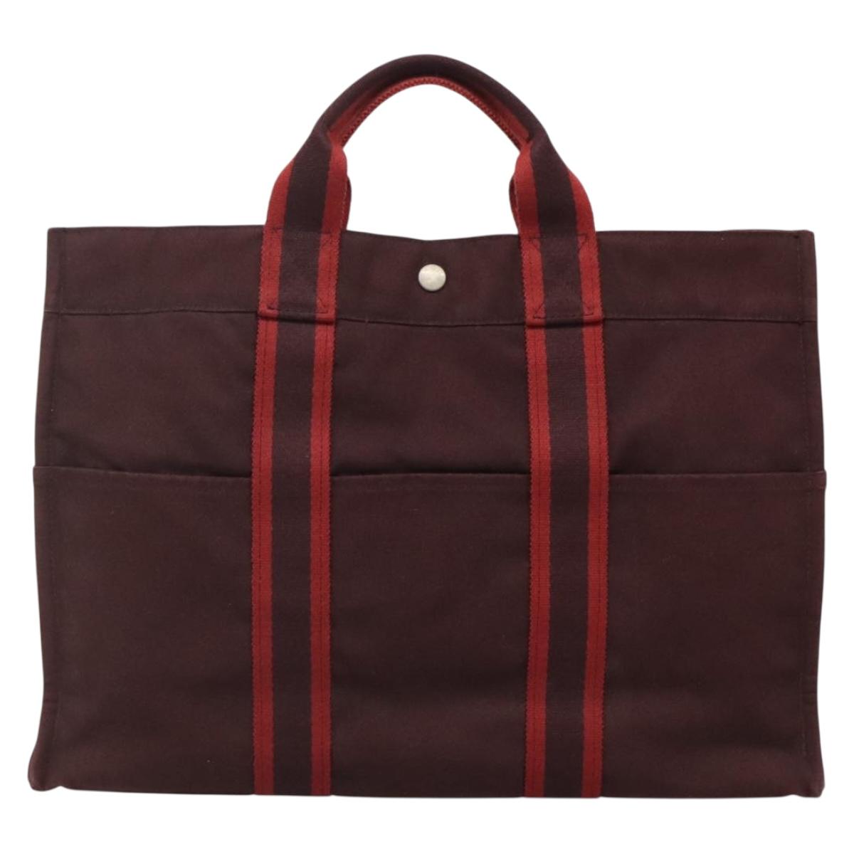 HERMES Fourre Tout MM Hand Bag Canvas Red Auth ti3347