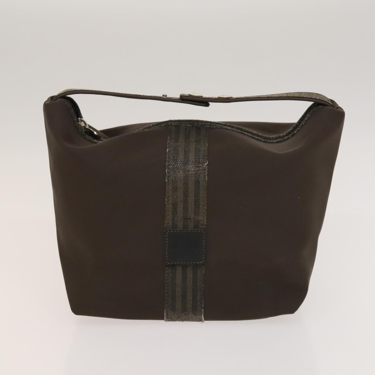 FENDI Pecan Hand Bag Nylon Canvas 2Set Black Brown Auth ti3350