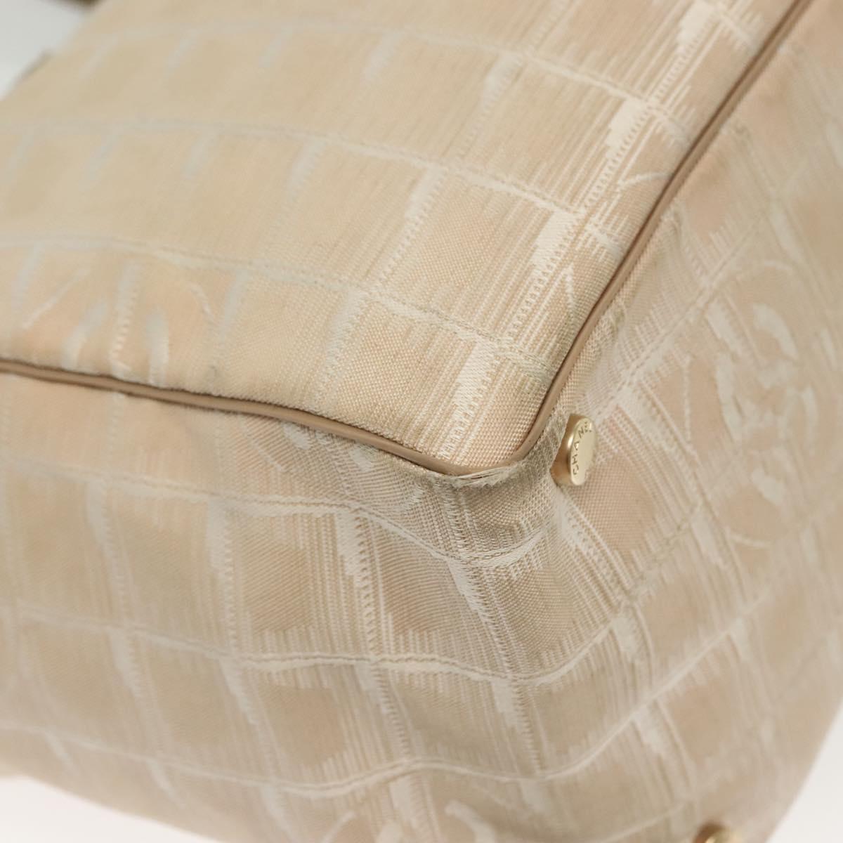 CHANEL New Travel Line Tote Bag Nylon Beige Gold CC Auth ti3357