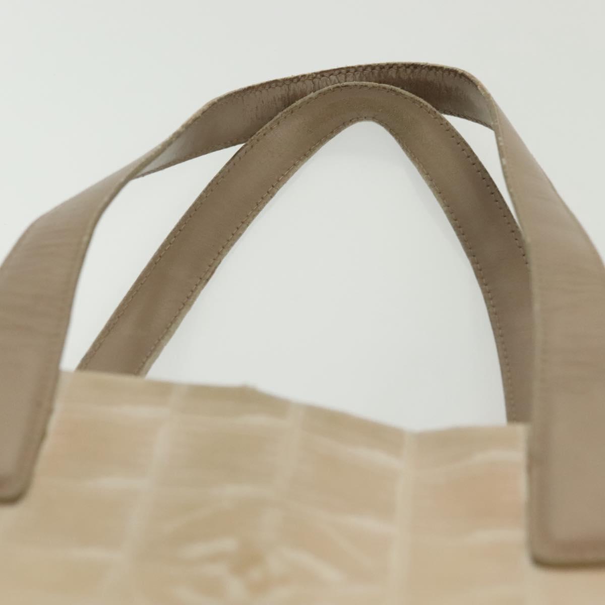 CHANEL New Travel Line Tote Bag Nylon Beige Gold CC Auth ti3357