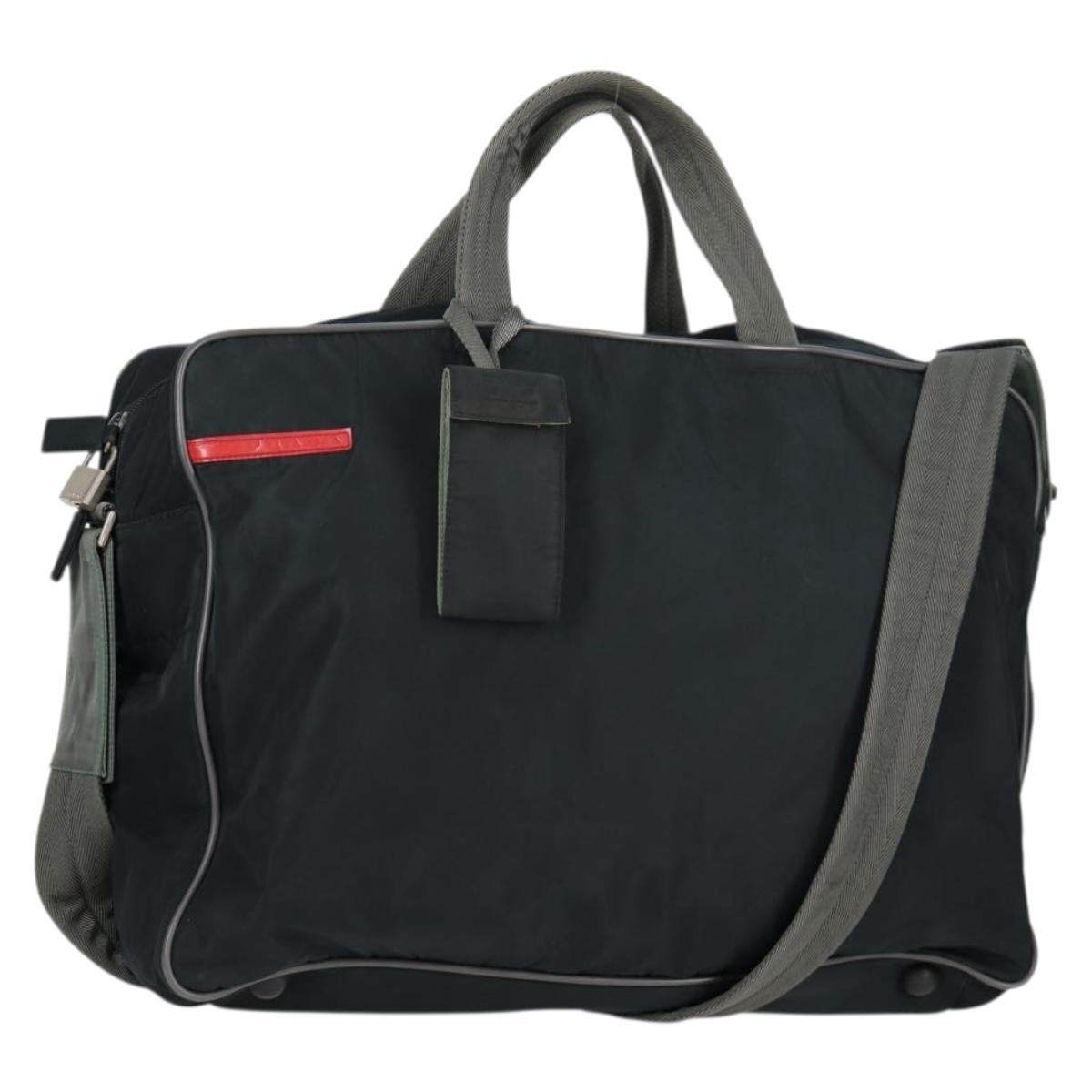 PRADA Sports Hand Bag Nylon 2way Navy Silver Auth ti3358