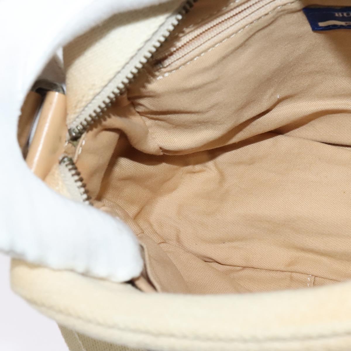 BURBERRY Blue Label Shoulder Bag Canvas Beige Gold Auth ti3360