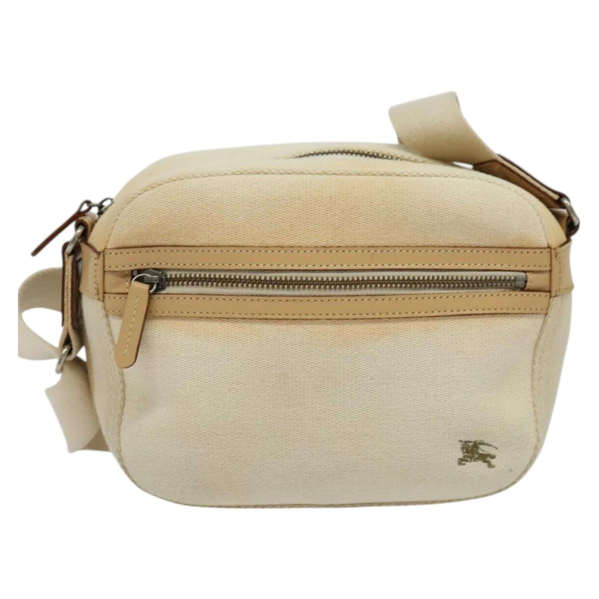 BURBERRY Blue Label Shoulder Bag Canvas Beige Gold Auth ti3360