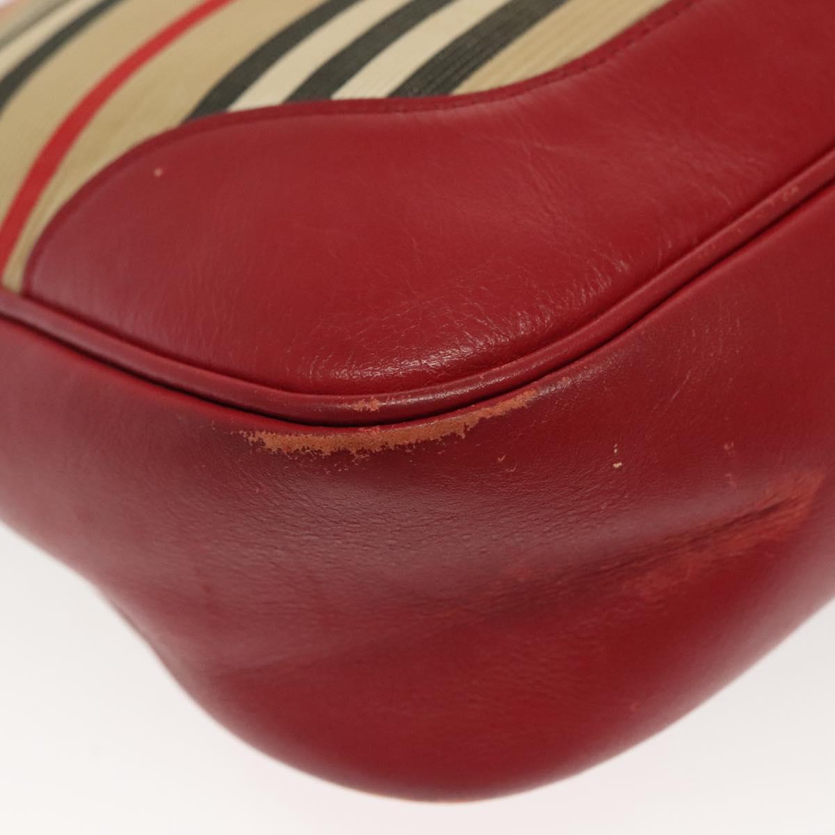 BURBERRY Blue Label Shoulder Bag Canvas Leather Beige Red Auth ti3362