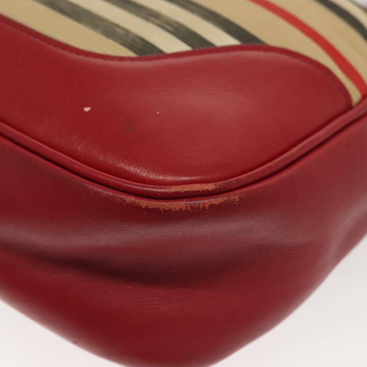 BURBERRY Blue Label Shoulder Bag Canvas Leather Beige Red Auth ti3362
