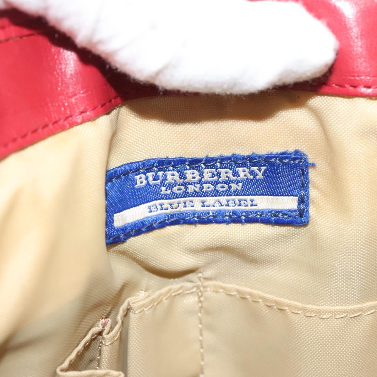 BURBERRY Blue Label Shoulder Bag Canvas Leather Beige Red Auth ti3362