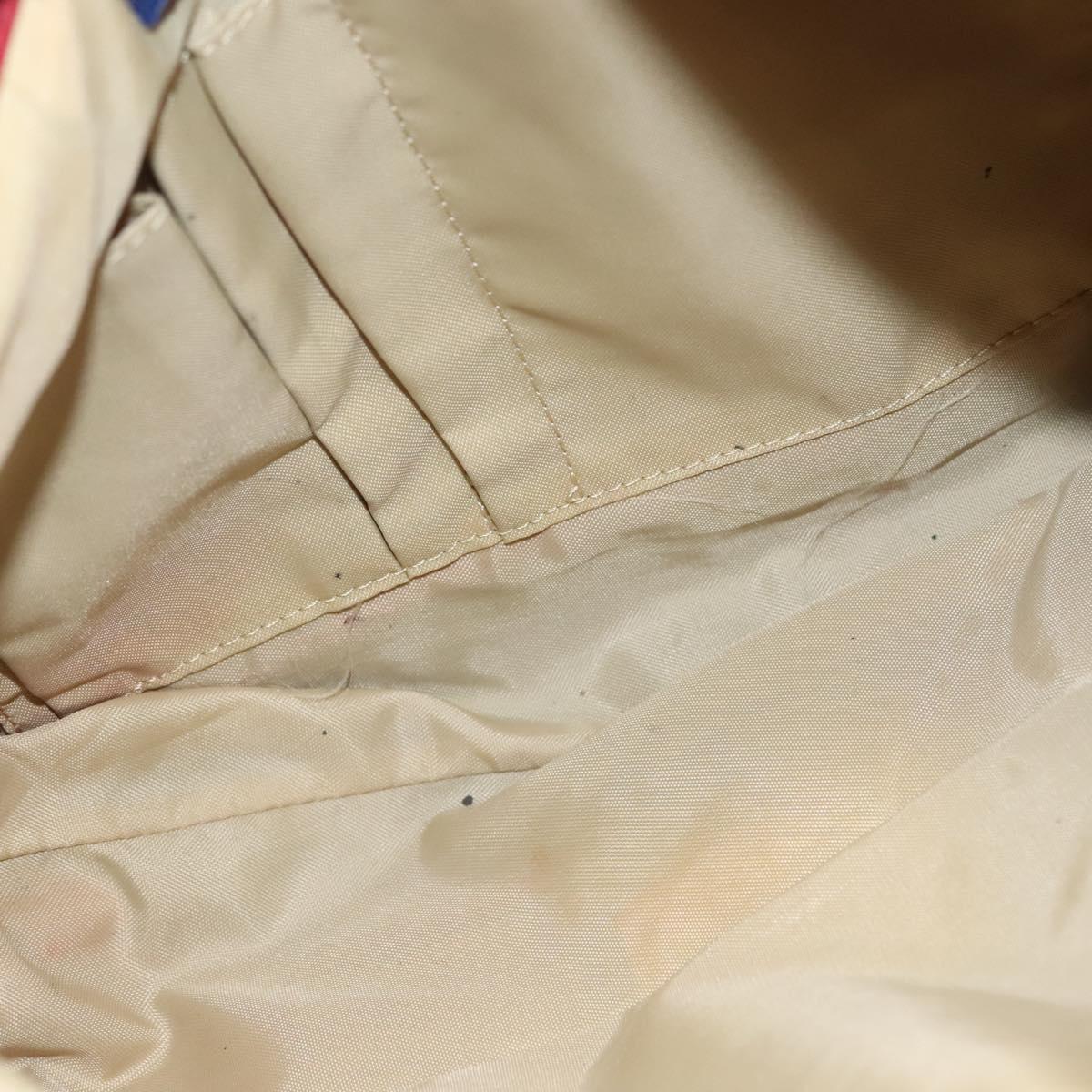 BURBERRY Blue Label Shoulder Bag Canvas Leather Beige Red Auth ti3362