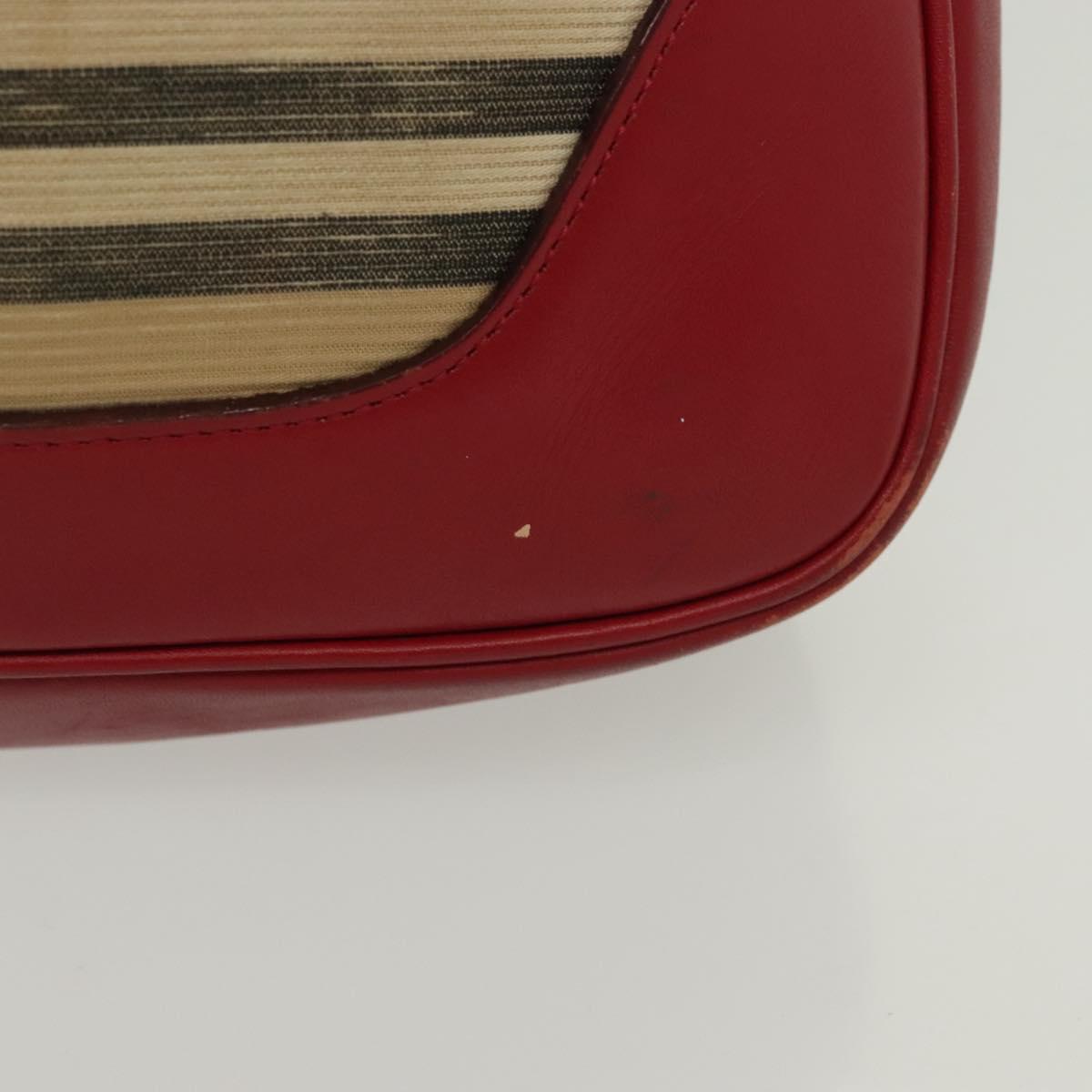 BURBERRY Blue Label Shoulder Bag Canvas Leather Beige Red Auth ti3362