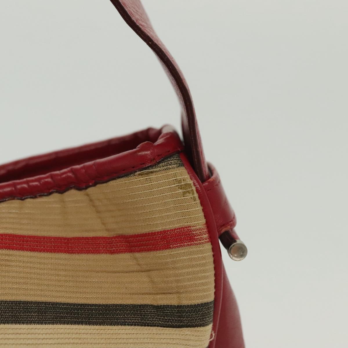 BURBERRY Blue Label Shoulder Bag Canvas Leather Beige Red Auth ti3362