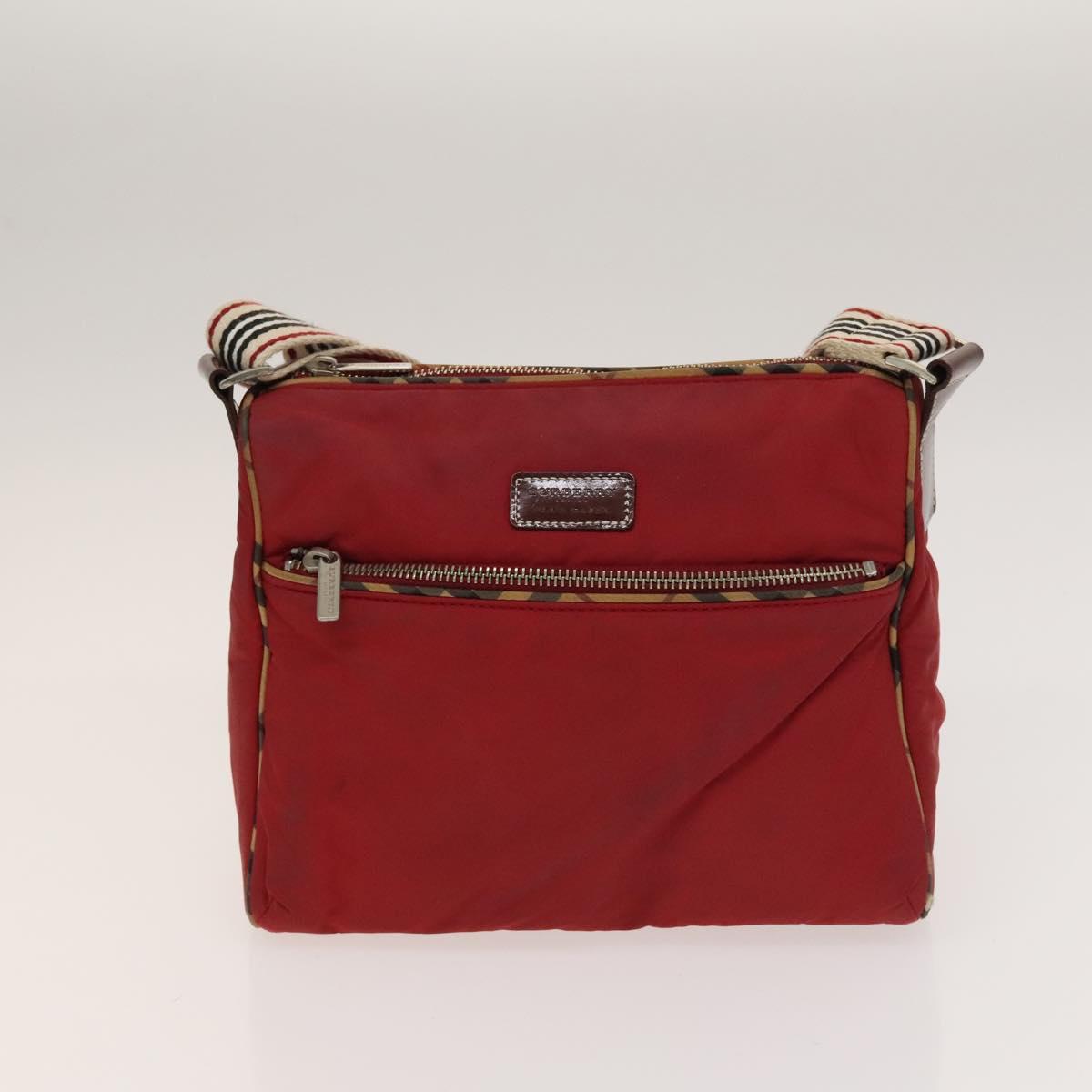 BURBERRY Nova Check Bag Canvas Nylon Leather 3Set Beige Gray Red Auth ti3370