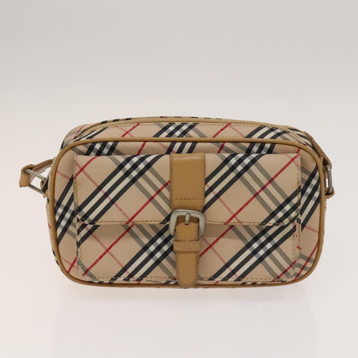BURBERRY Nova Check Bag Canvas Nylon Leather 3Set Beige Gray Red Auth ti3370
