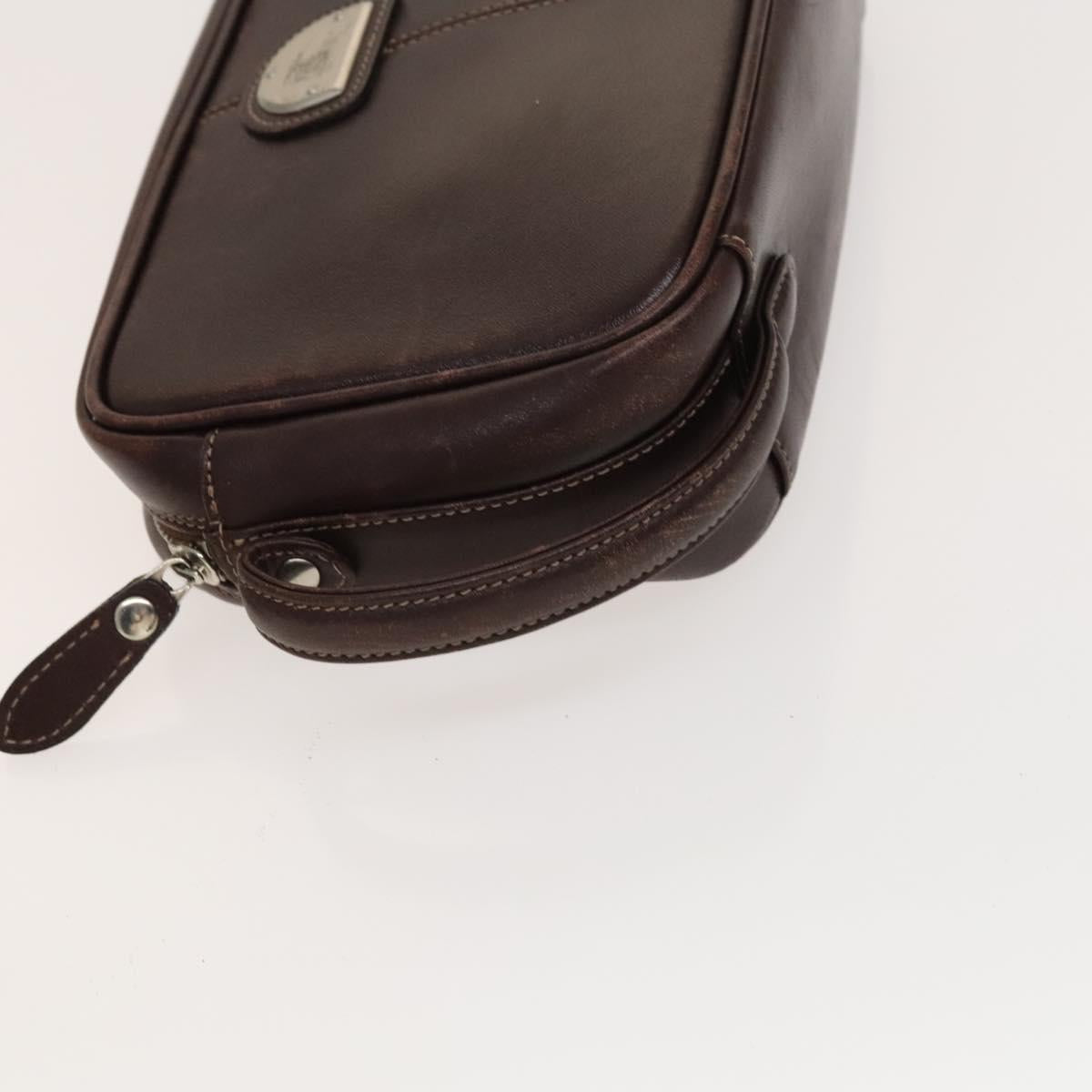 BURBERRY Clutch Bag Leather 2Set Brown Auth ti3373