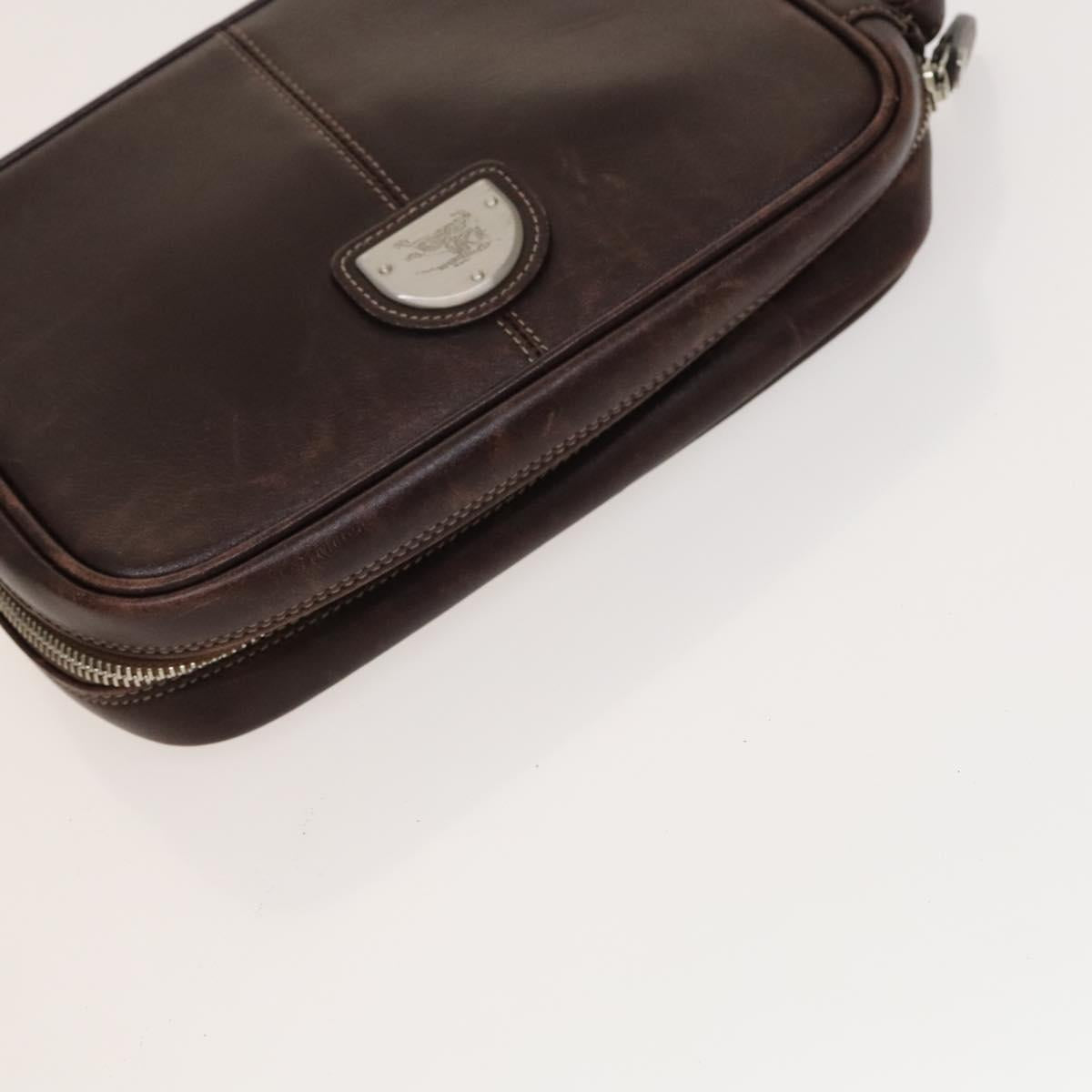 BURBERRY Clutch Bag Leather 2Set Brown Auth ti3373