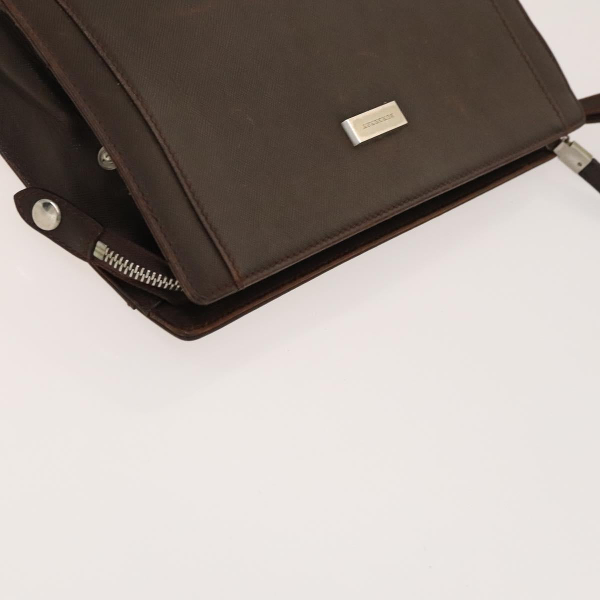 BURBERRY Clutch Bag Leather 2Set Brown Auth ti3373