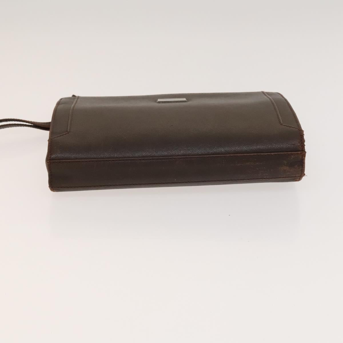 BURBERRY Clutch Bag Leather 2Set Brown Auth ti3373