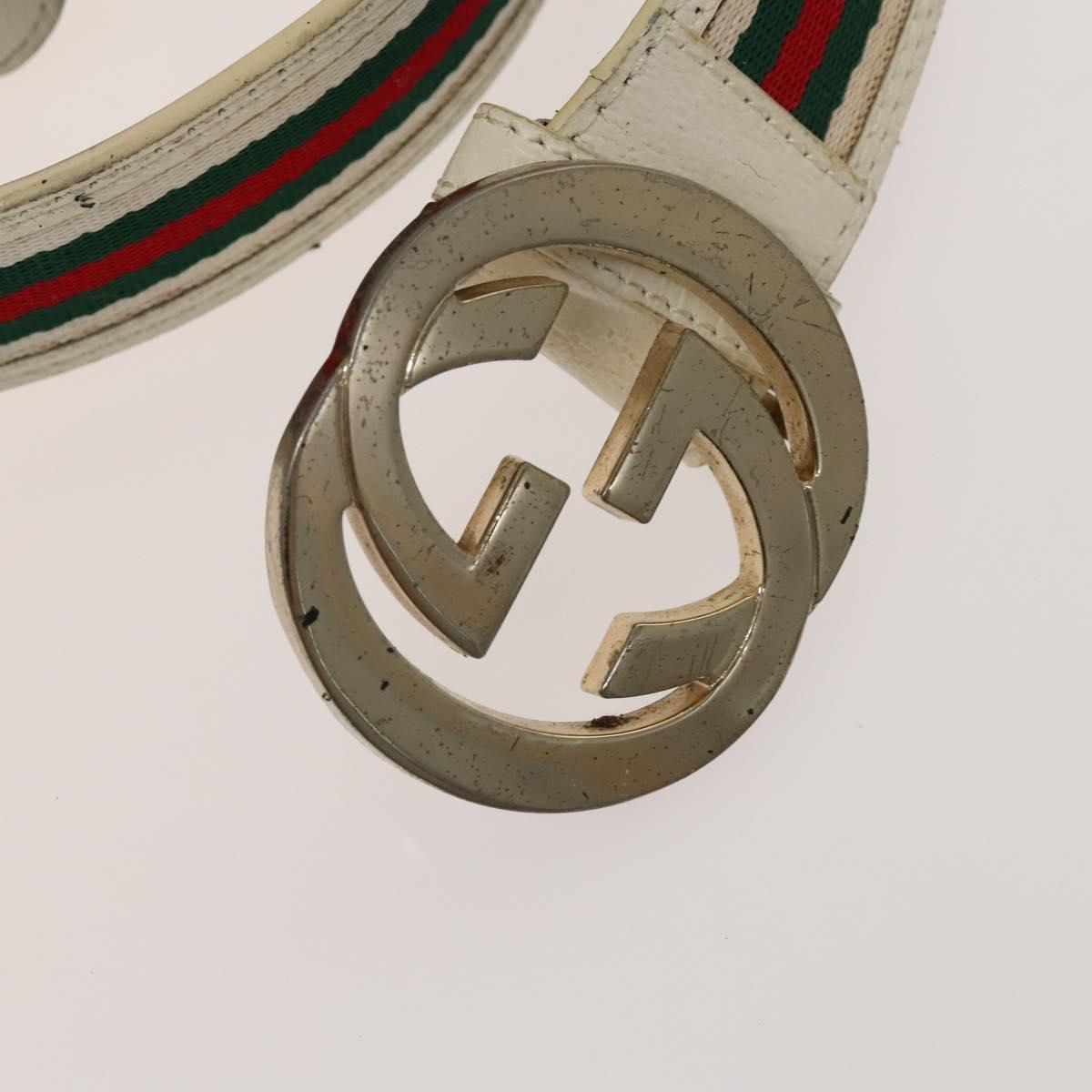 GUCCI GG Canvas Web Sherry Line Belt Canvas 3Set White Beige Auth ti3375
