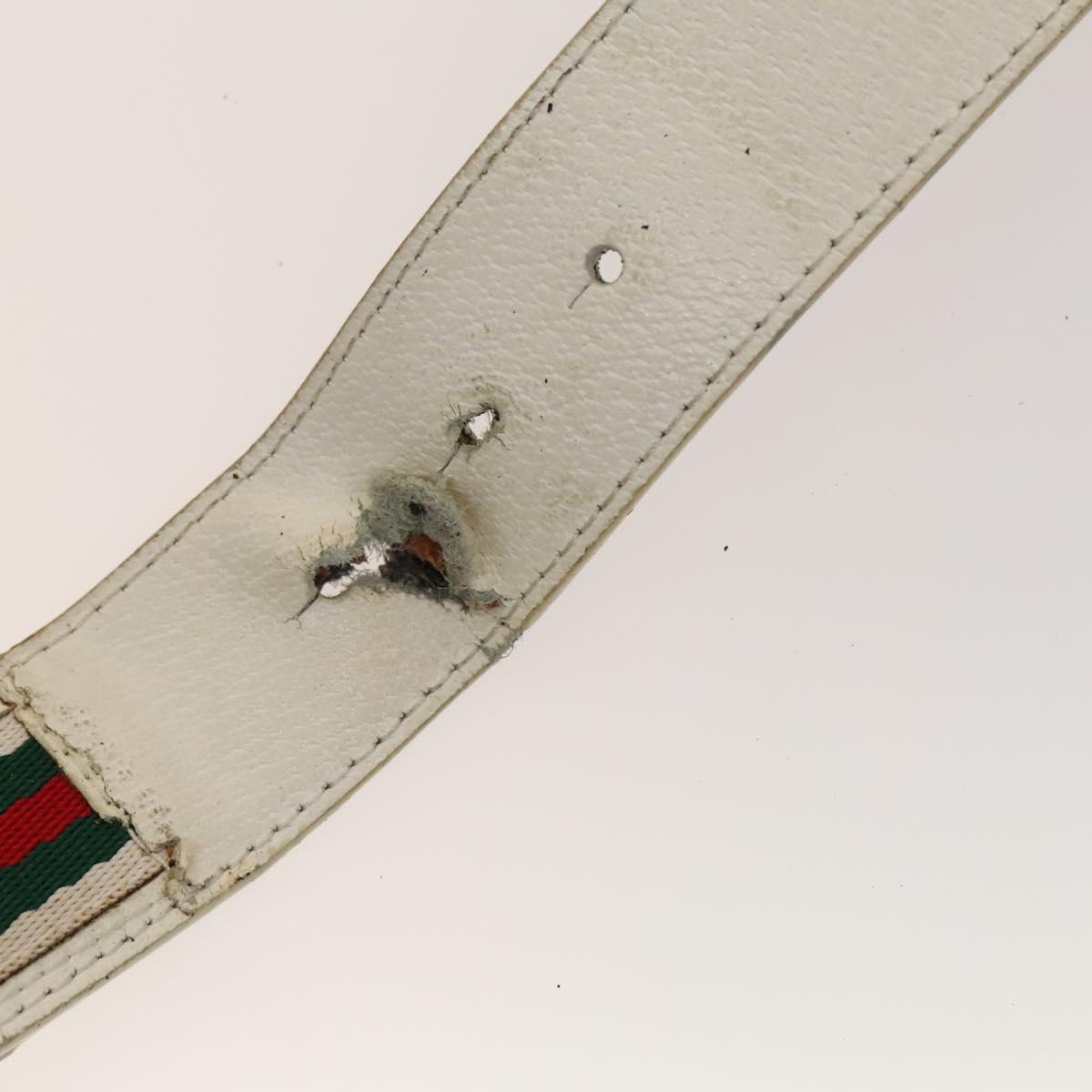 GUCCI GG Canvas Web Sherry Line Belt Canvas 3Set White Beige Auth ti3375