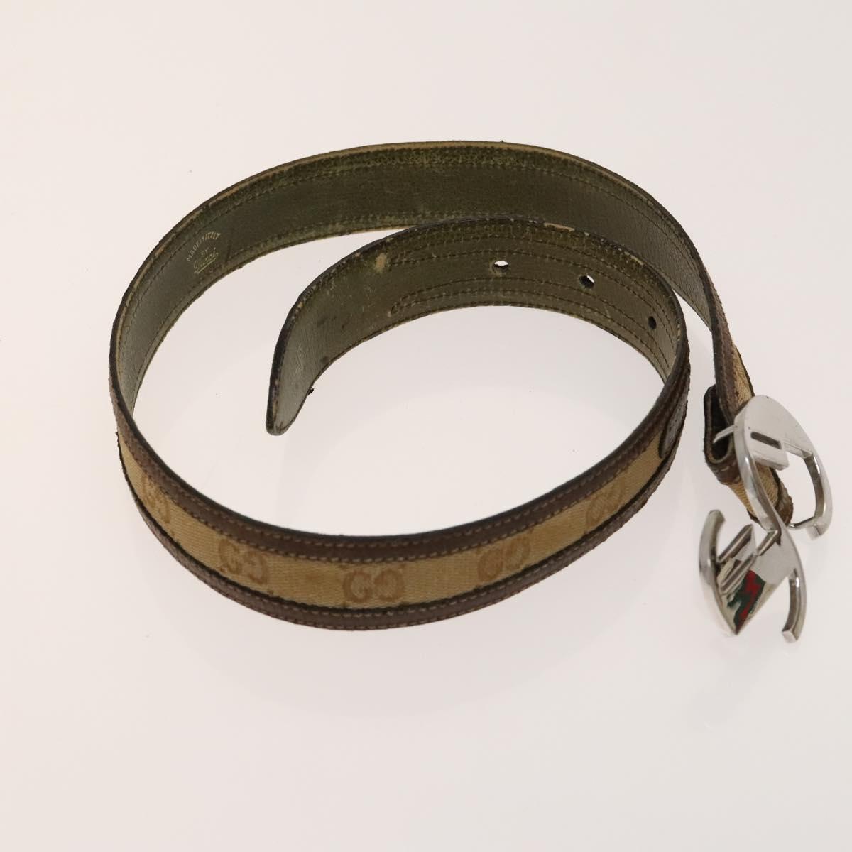 GUCCI GG Canvas Web Sherry Line Belt Canvas 3Set White Beige Auth ti3375