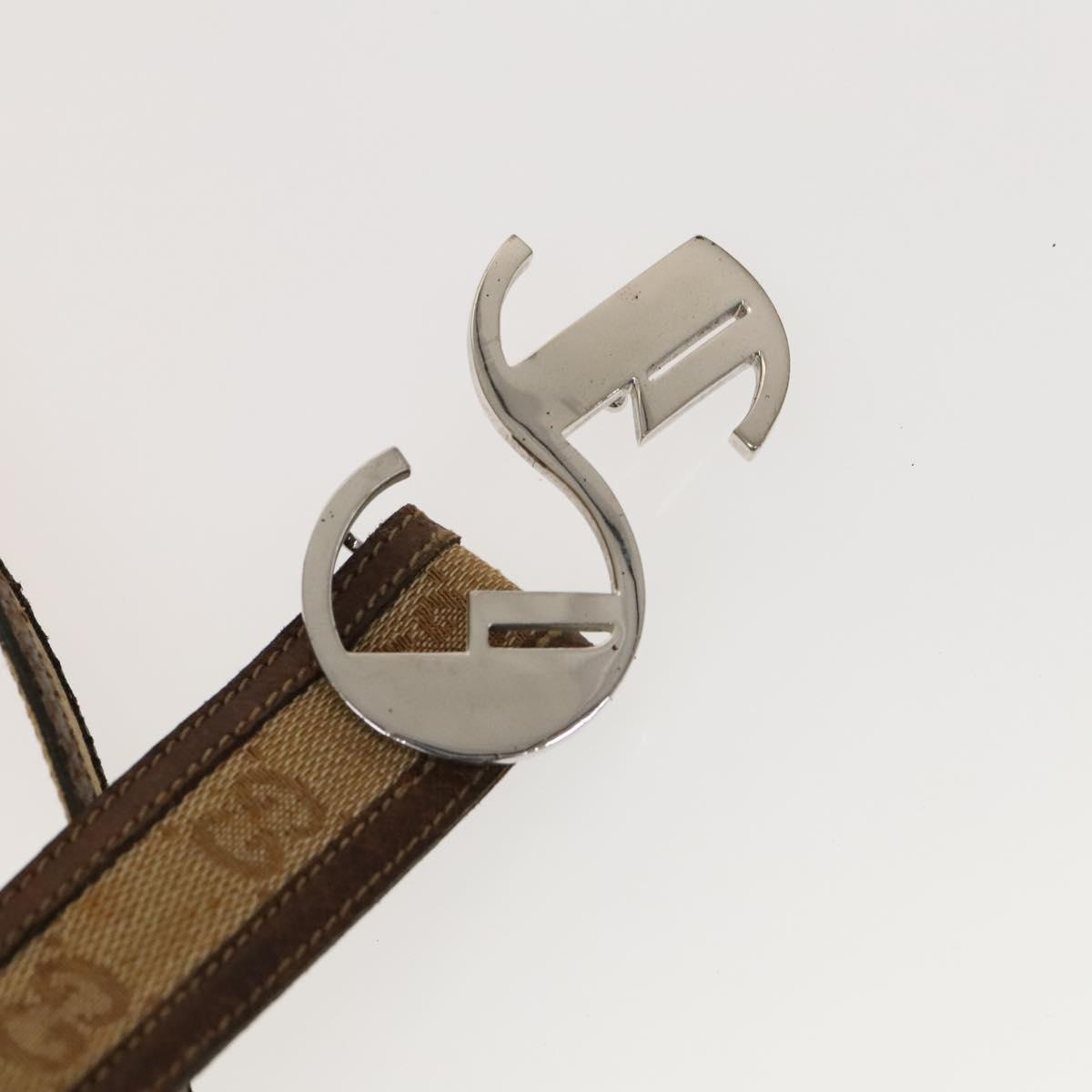 GUCCI GG Canvas Web Sherry Line Belt Canvas 3Set White Beige Auth ti3375
