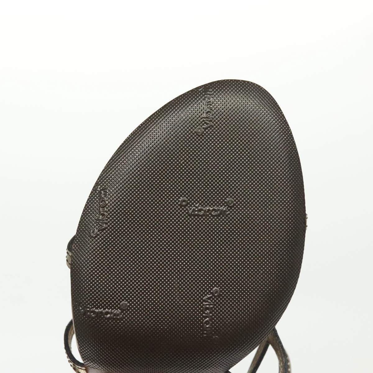 LOUIS VUITTON Mule High Heels Leather 36 1/2 Gold LV Auth ti3381