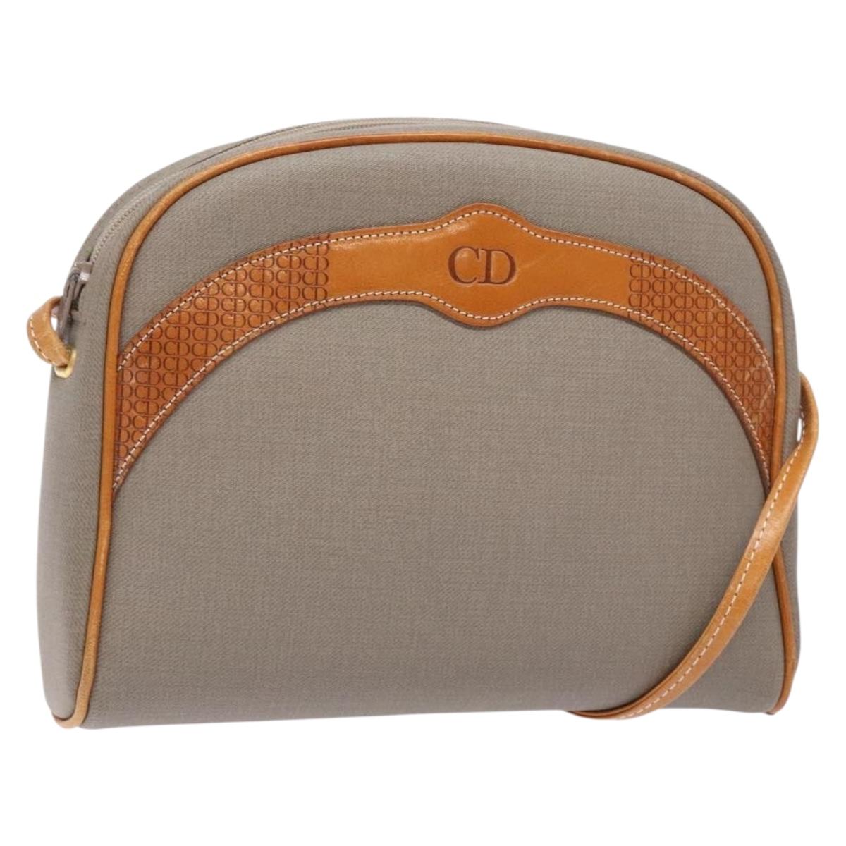 Christian Dior Shoulder Bag Leather Gray Auth ti3384